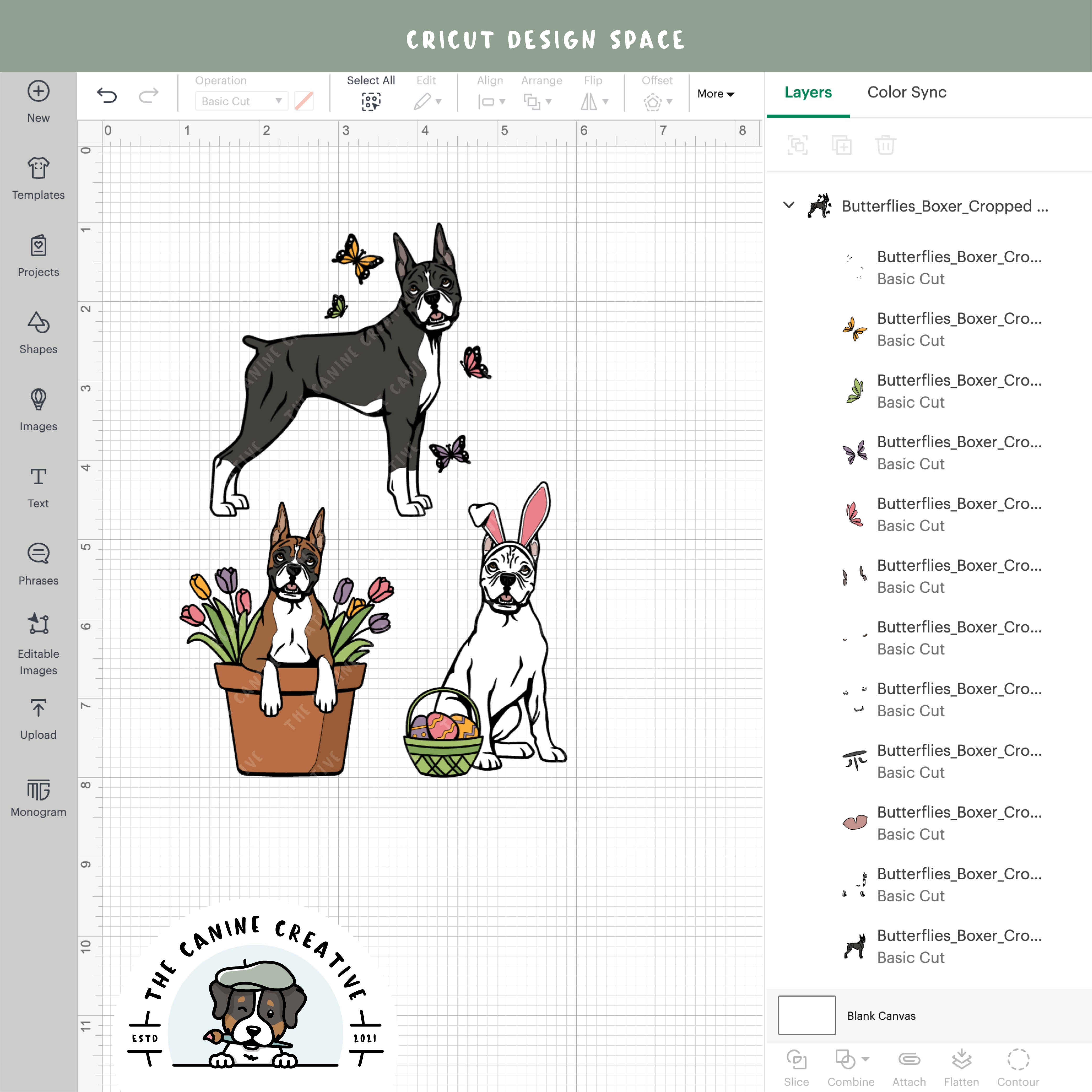 Screenshot showing design layers inside Cricut Design Space.