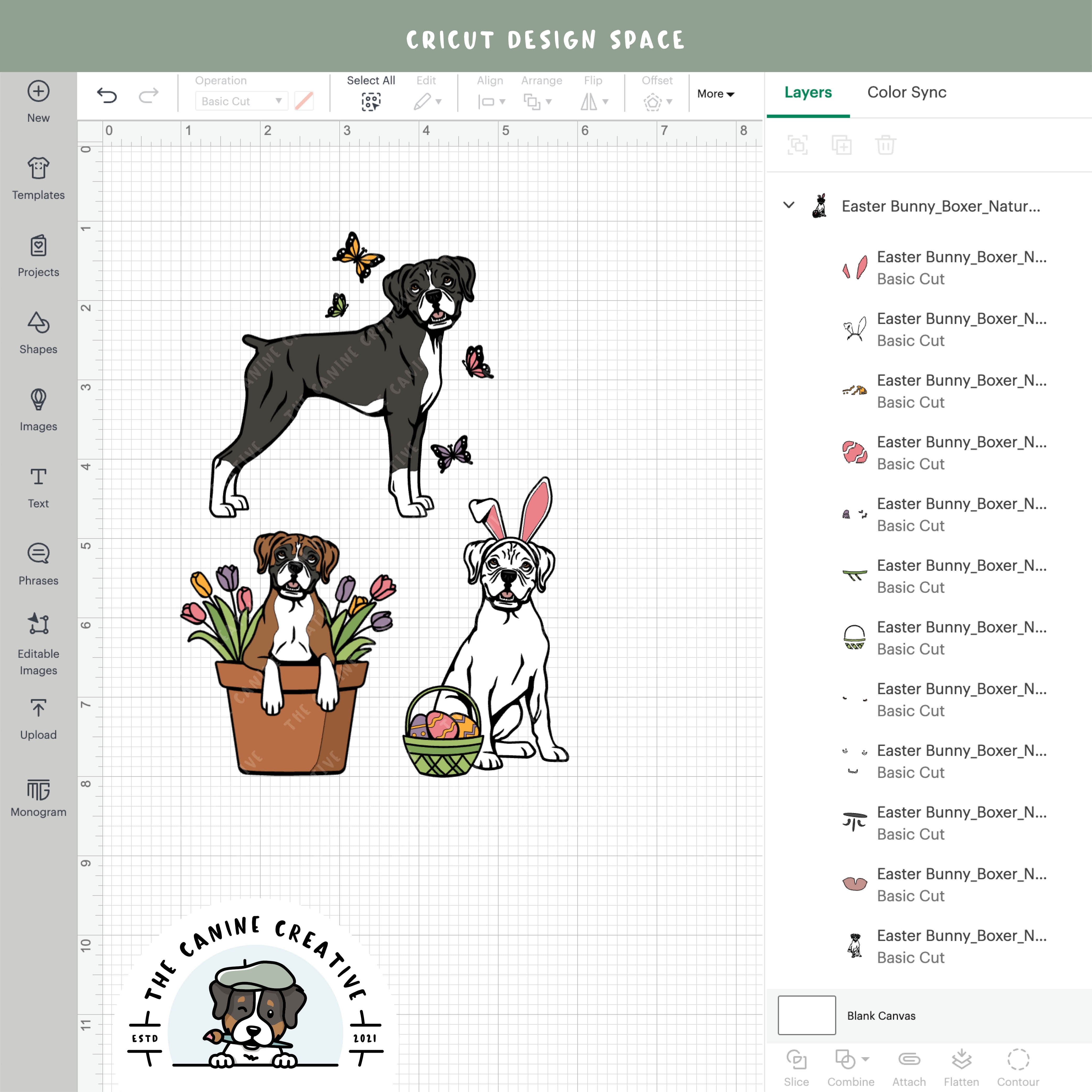Screenshot showing design layers inside Cricut Design Space.