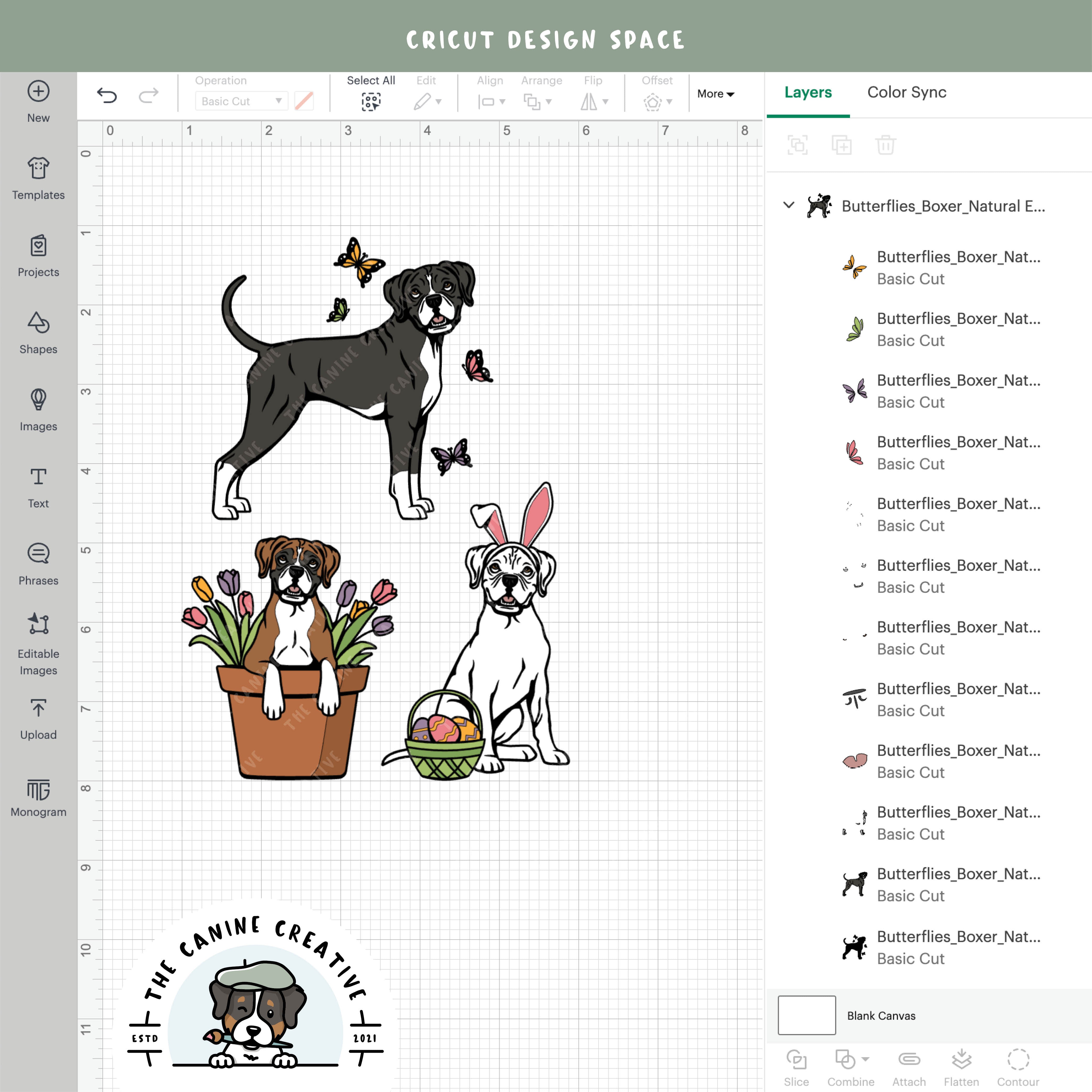 Screenshot showing design layers inside Cricut Design Space.