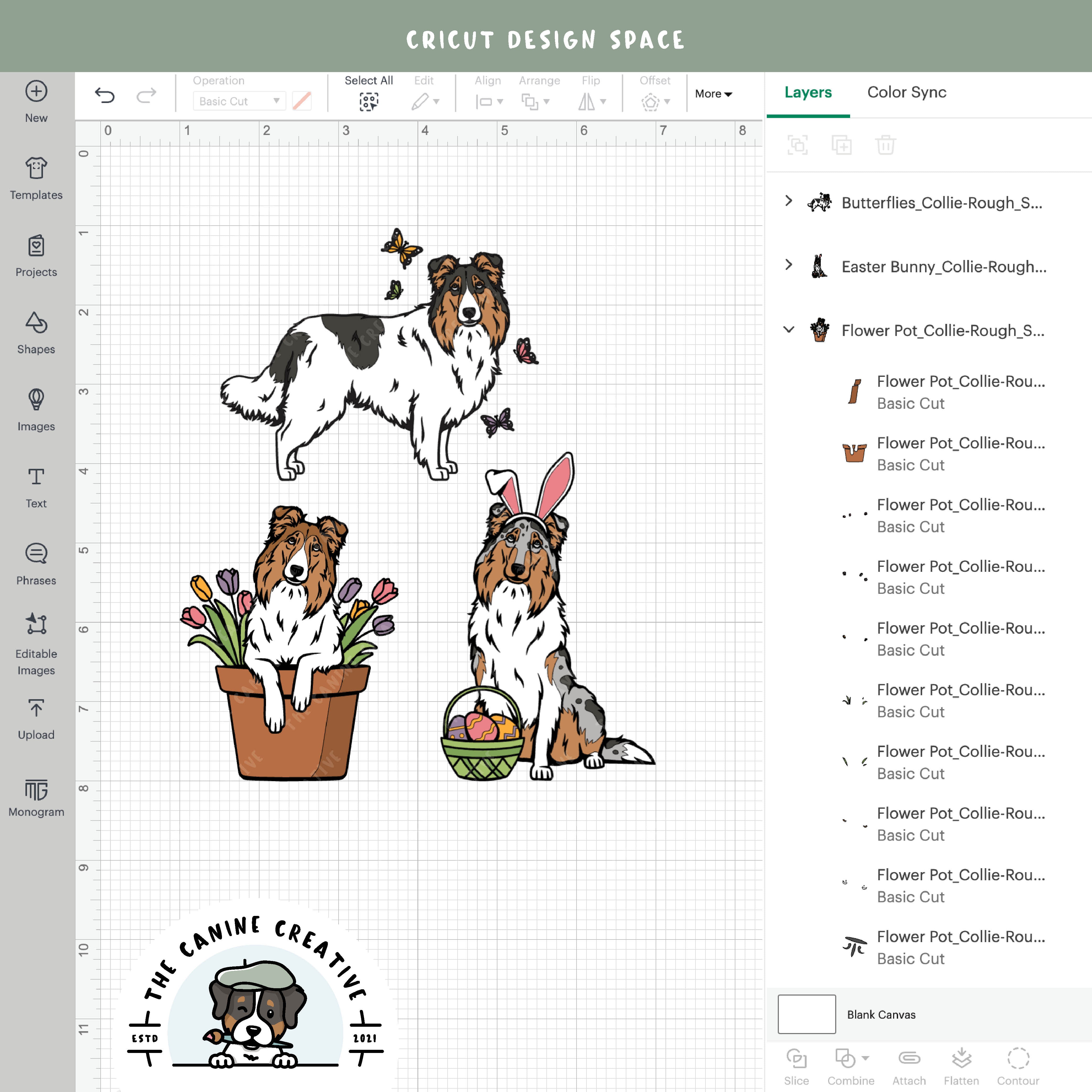 Screenshot showing design layers inside Cricut Design Space.