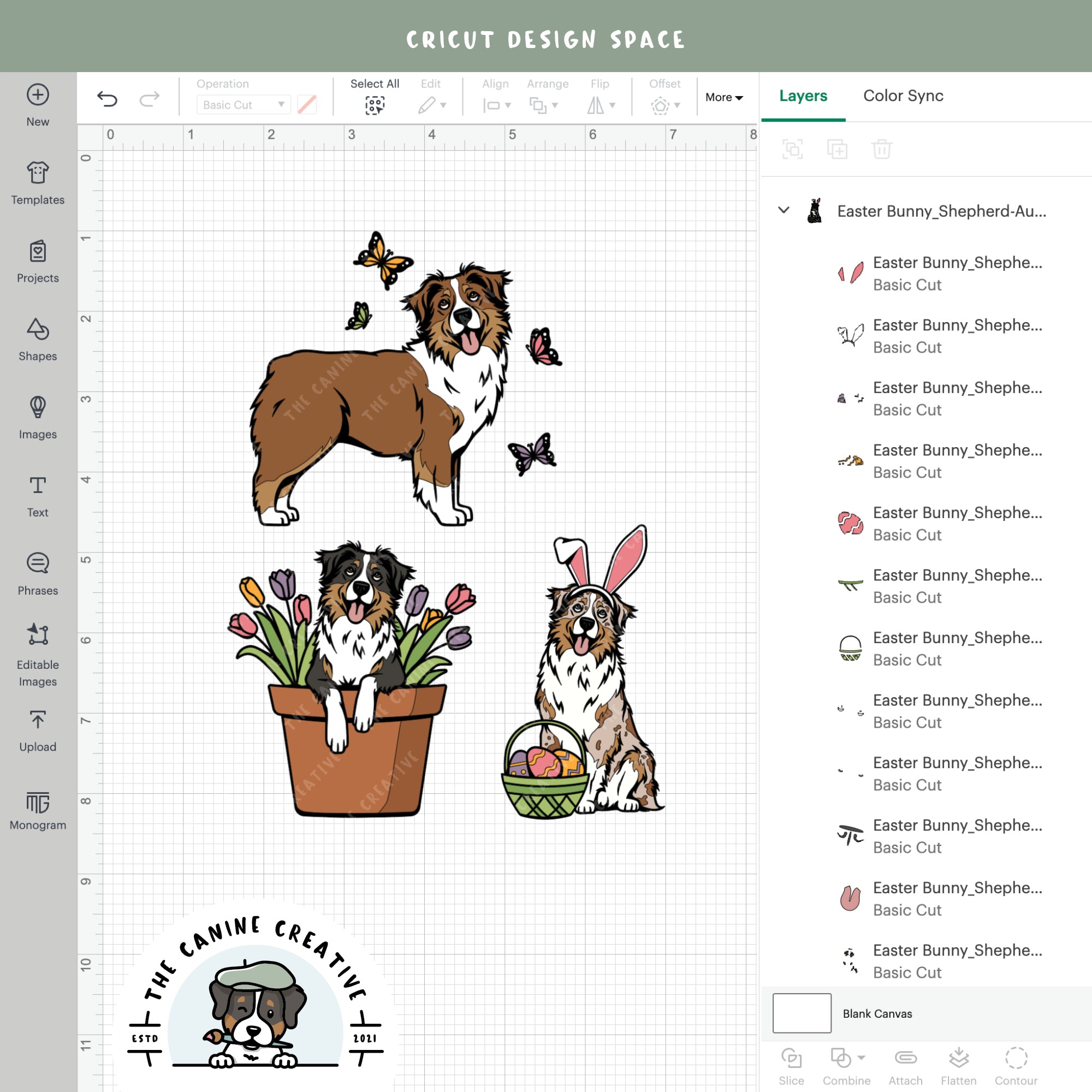 Screenshot showing design layers inside Cricut Design Space.