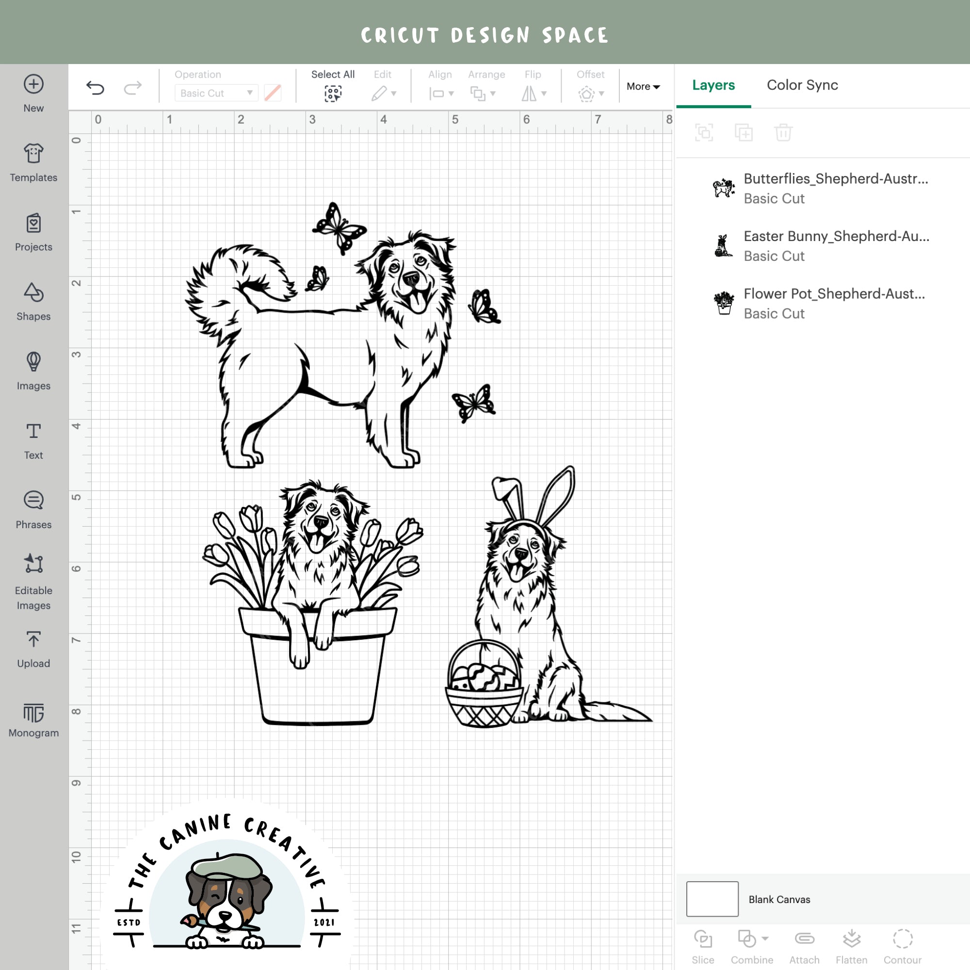 Screenshot showing outline versions inside Cricut Design Space