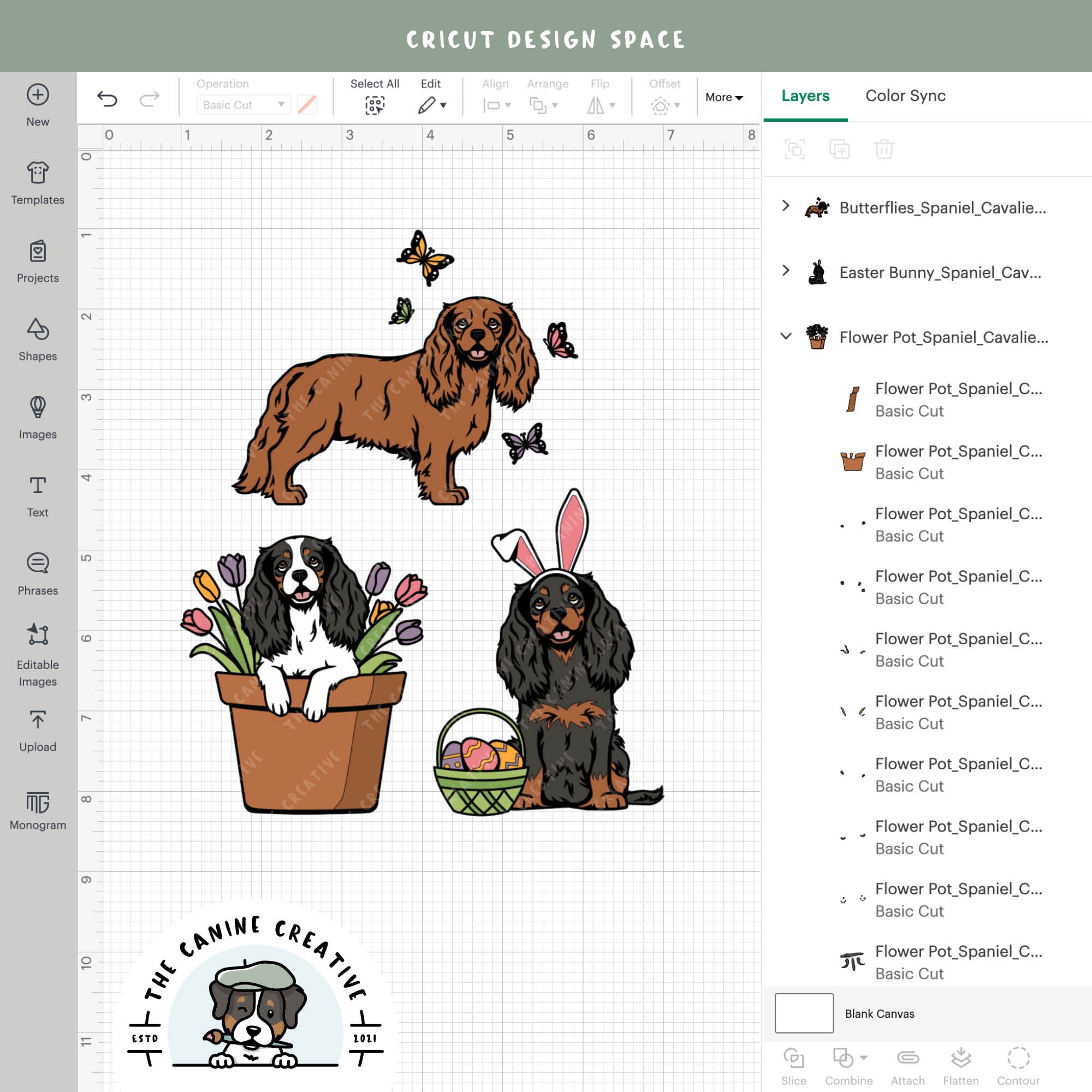Screenshot showing design layers inside Cricut Design Space.