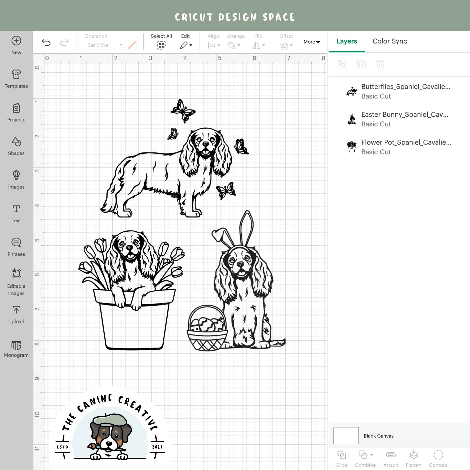 Screenshot showing outline versions inside Cricut Design Space