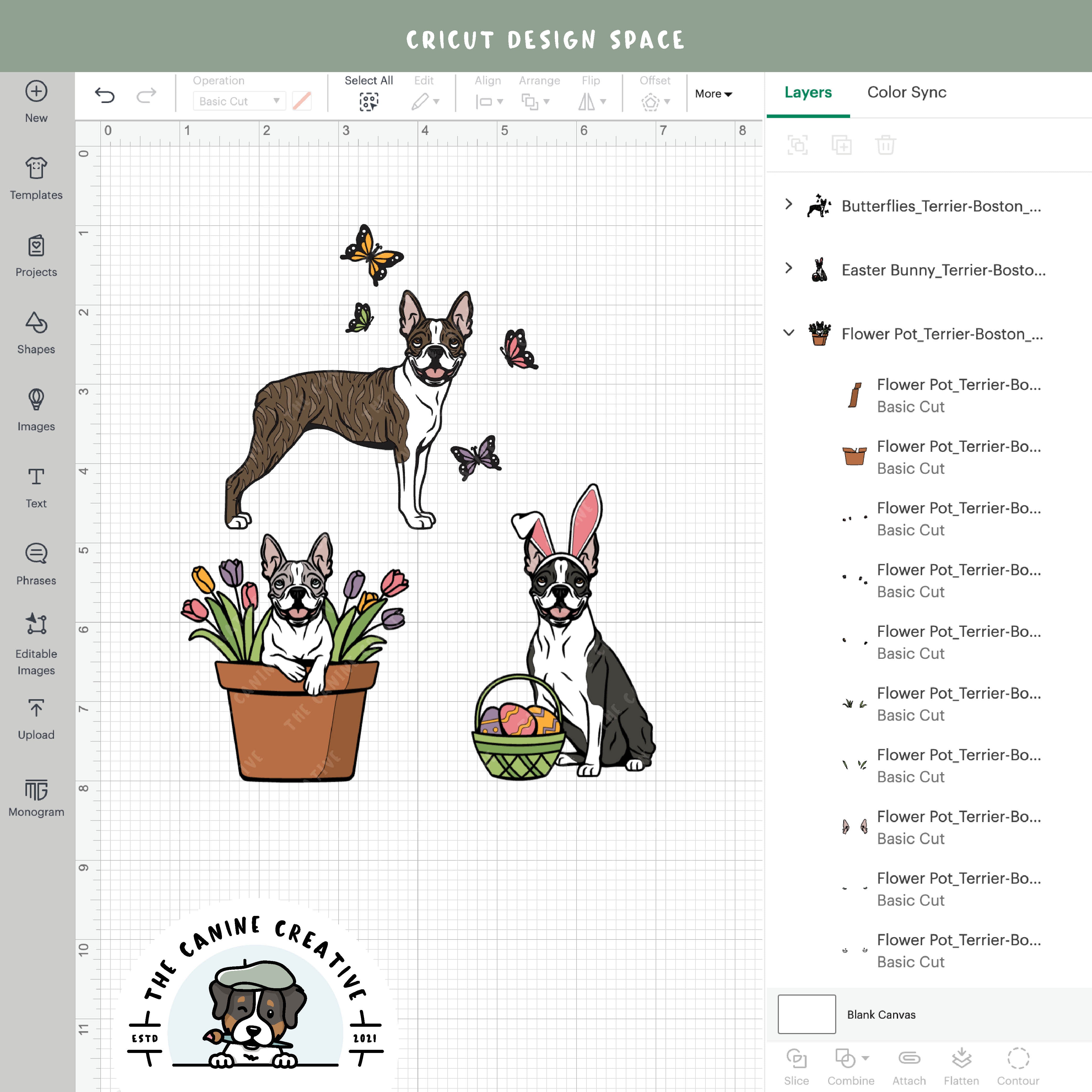 Screenshot showing design layers inside Cricut Design Space.