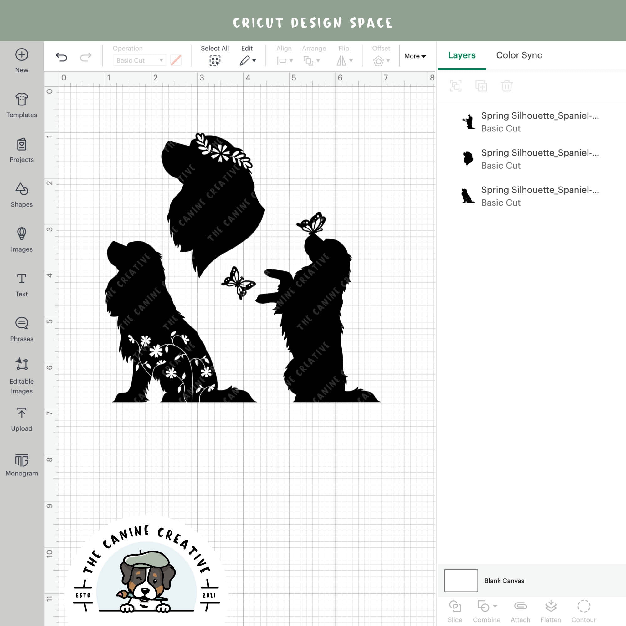 Screenshot showing designs inside Cricut Design Space.