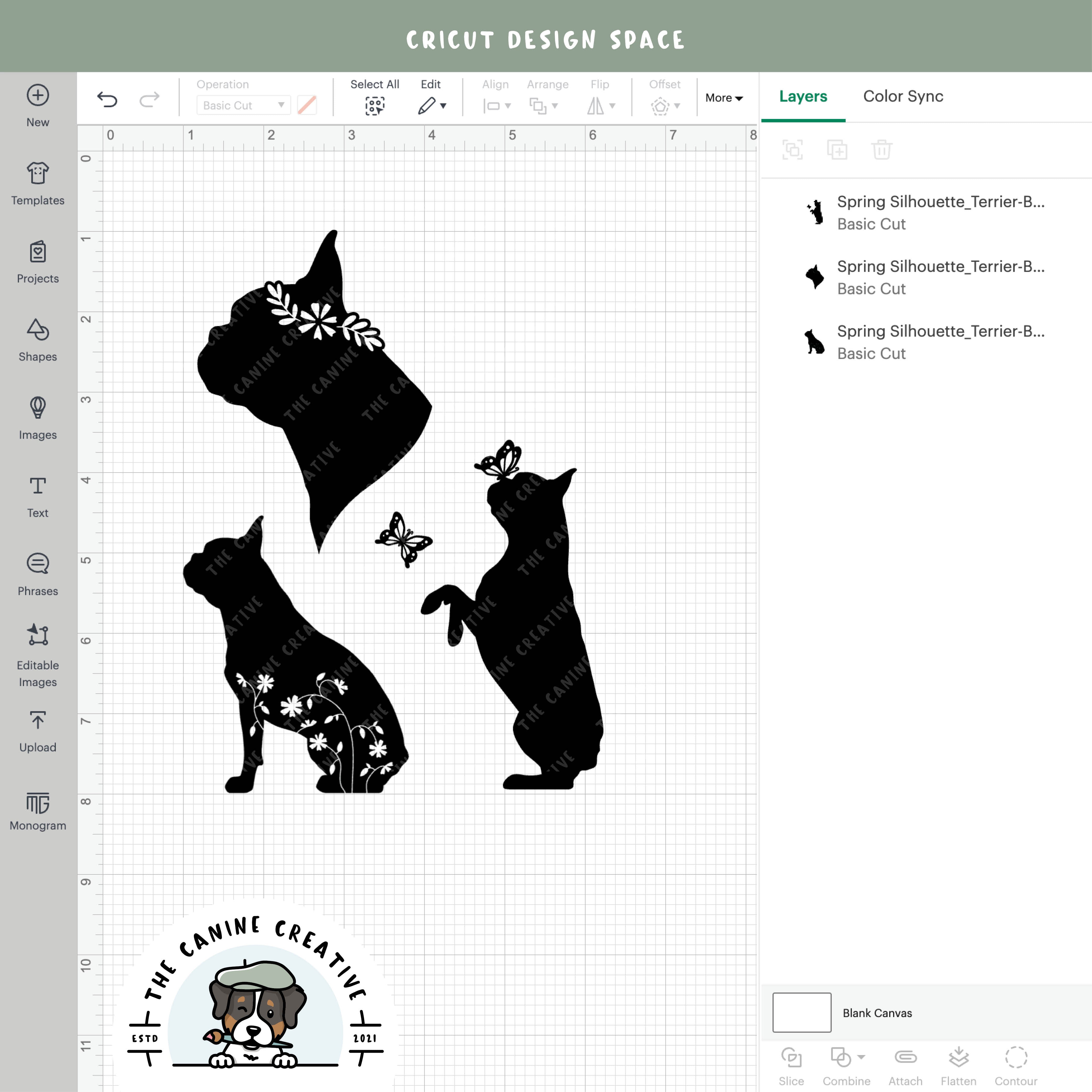 Screenshot showing designs inside Cricut Design Space.