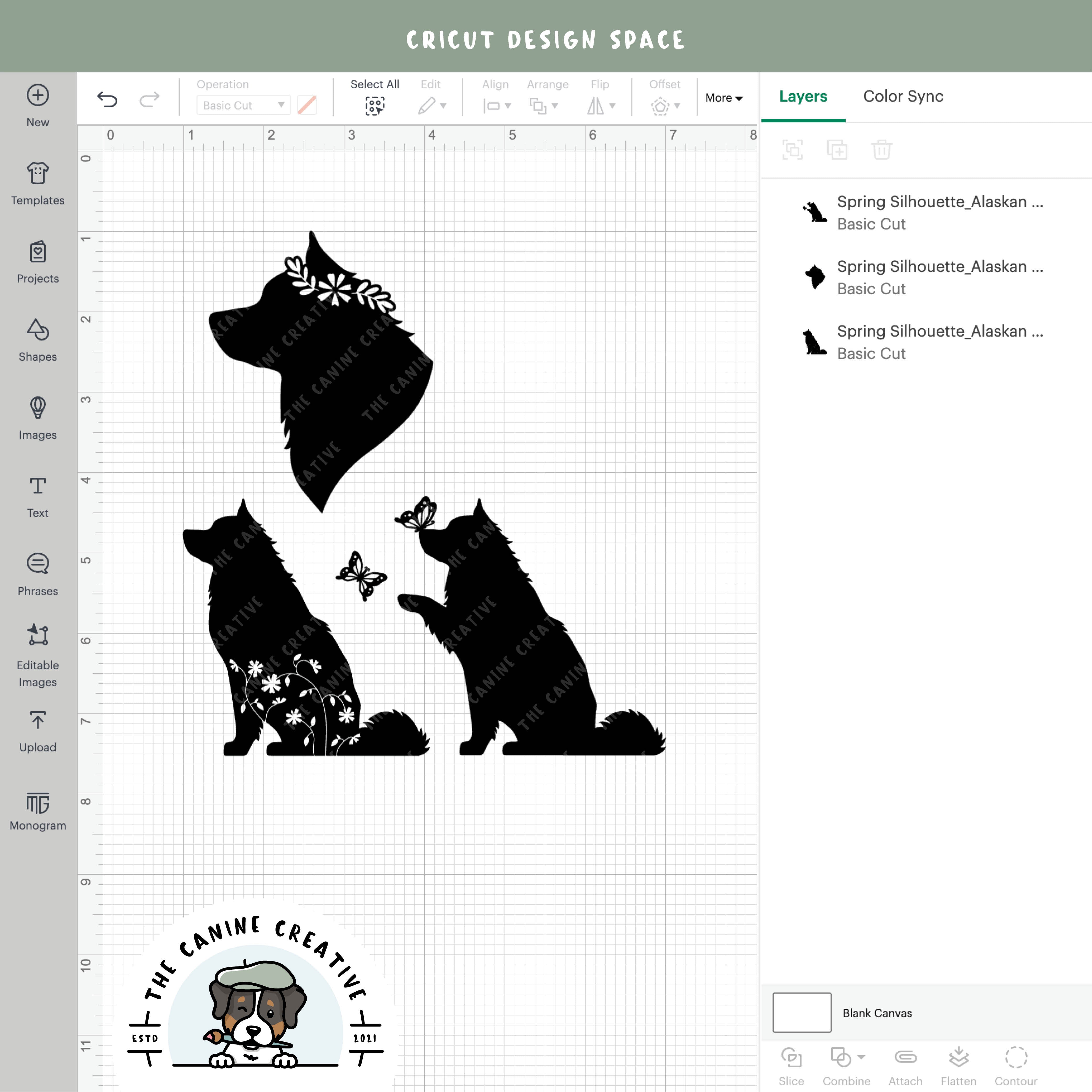 Screenshot showing designs inside Cricut Design Space.