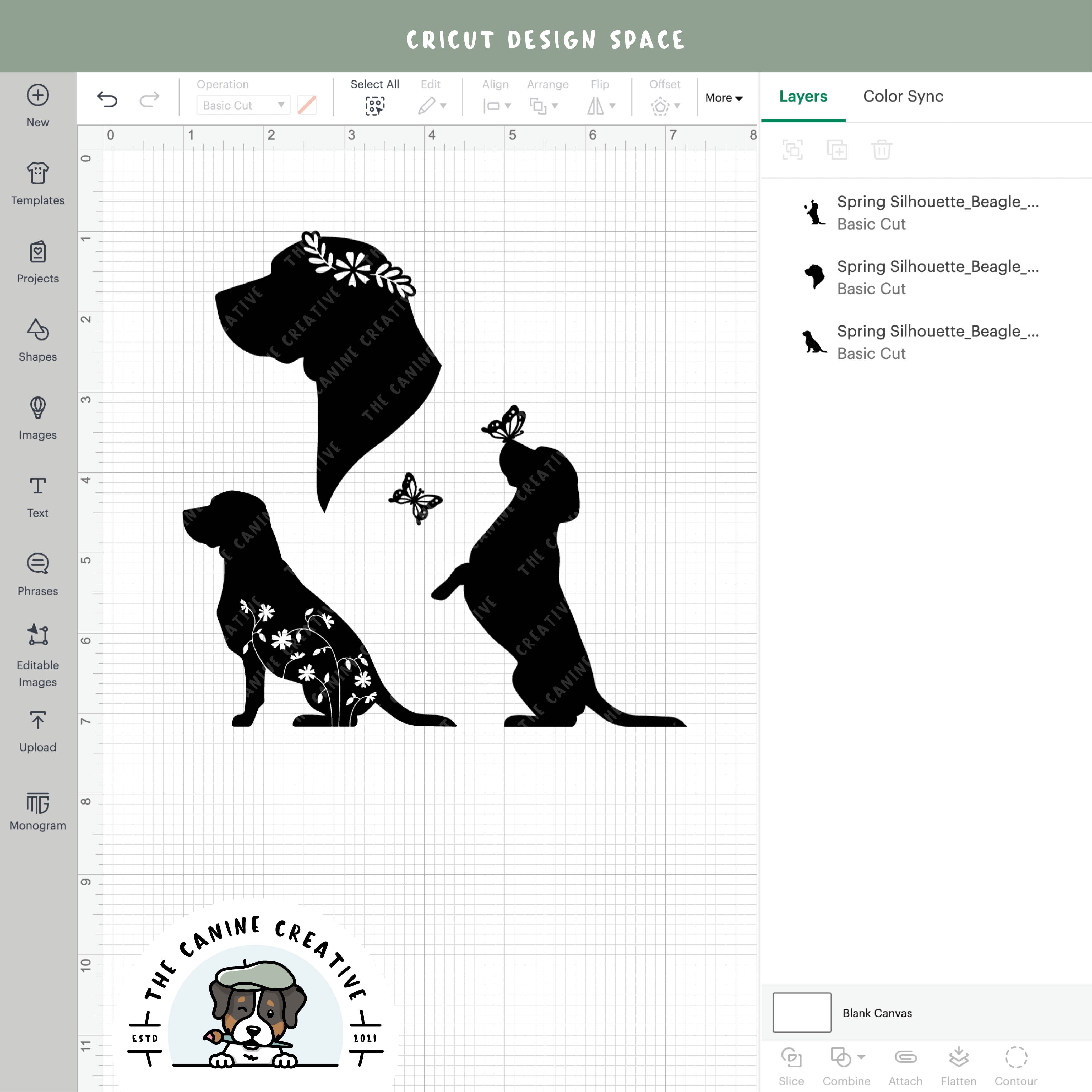Screenshot showing designs inside Cricut Design Space.