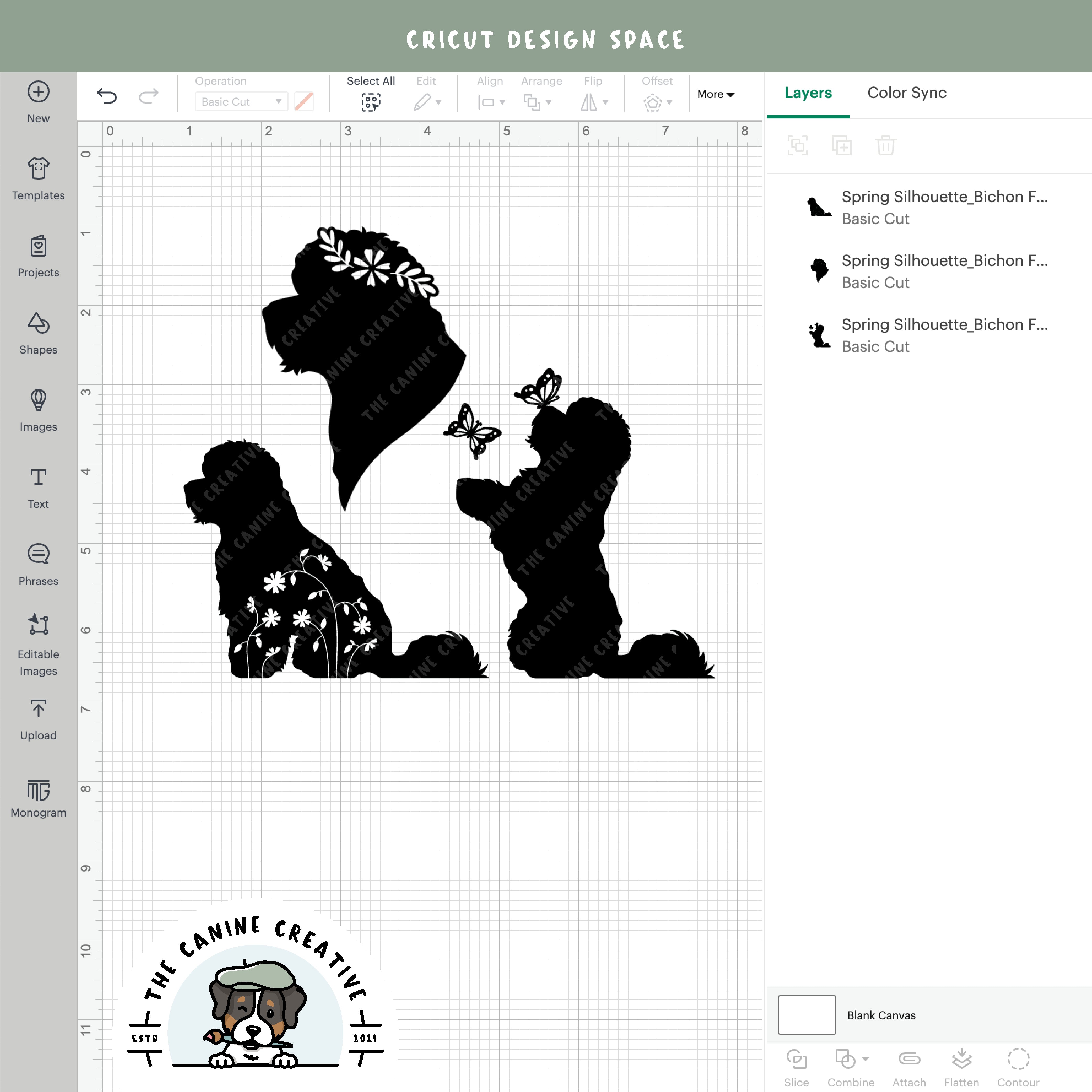 Screenshot showing designs inside Cricut Design Space.