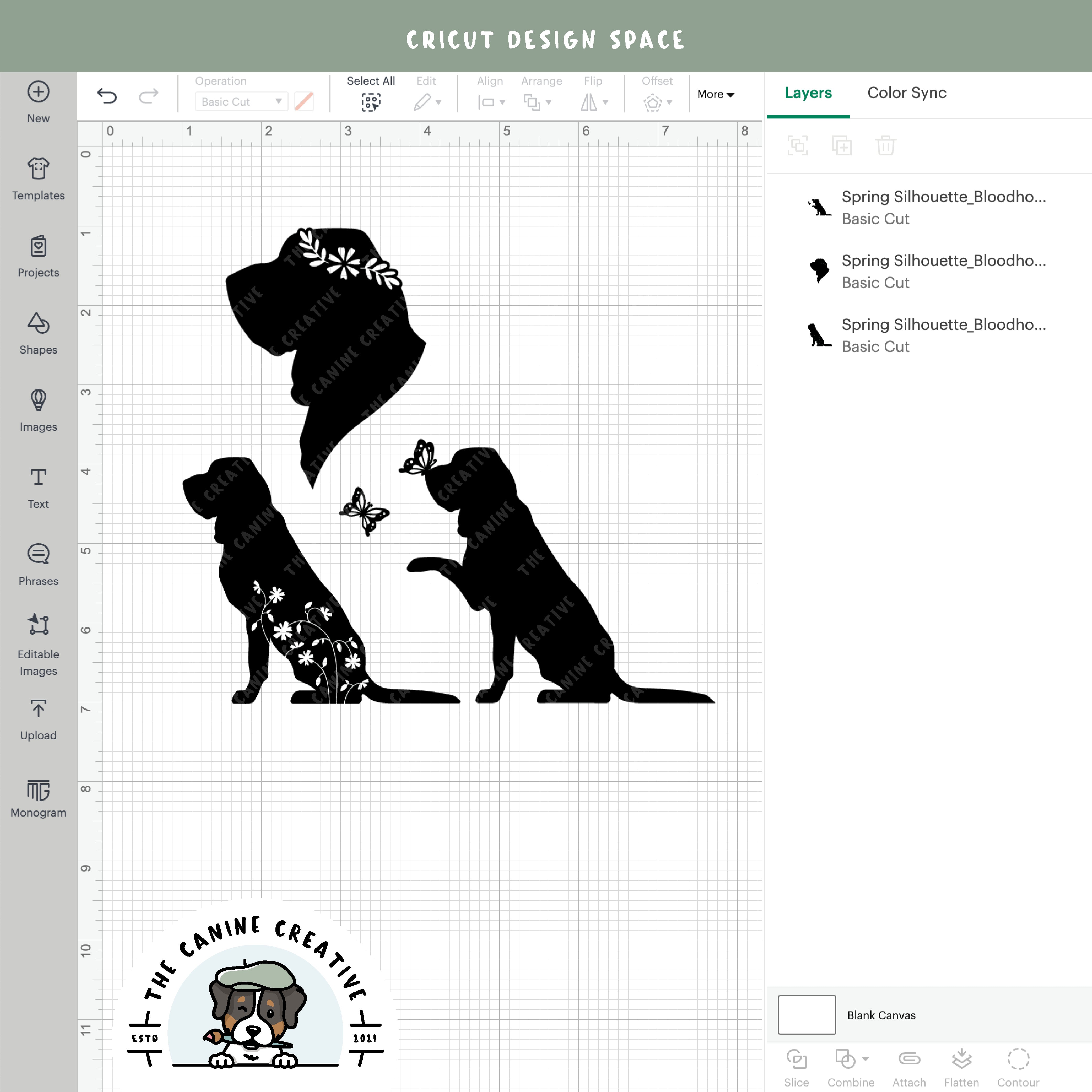 Screenshot showing designs inside Cricut Design Space.