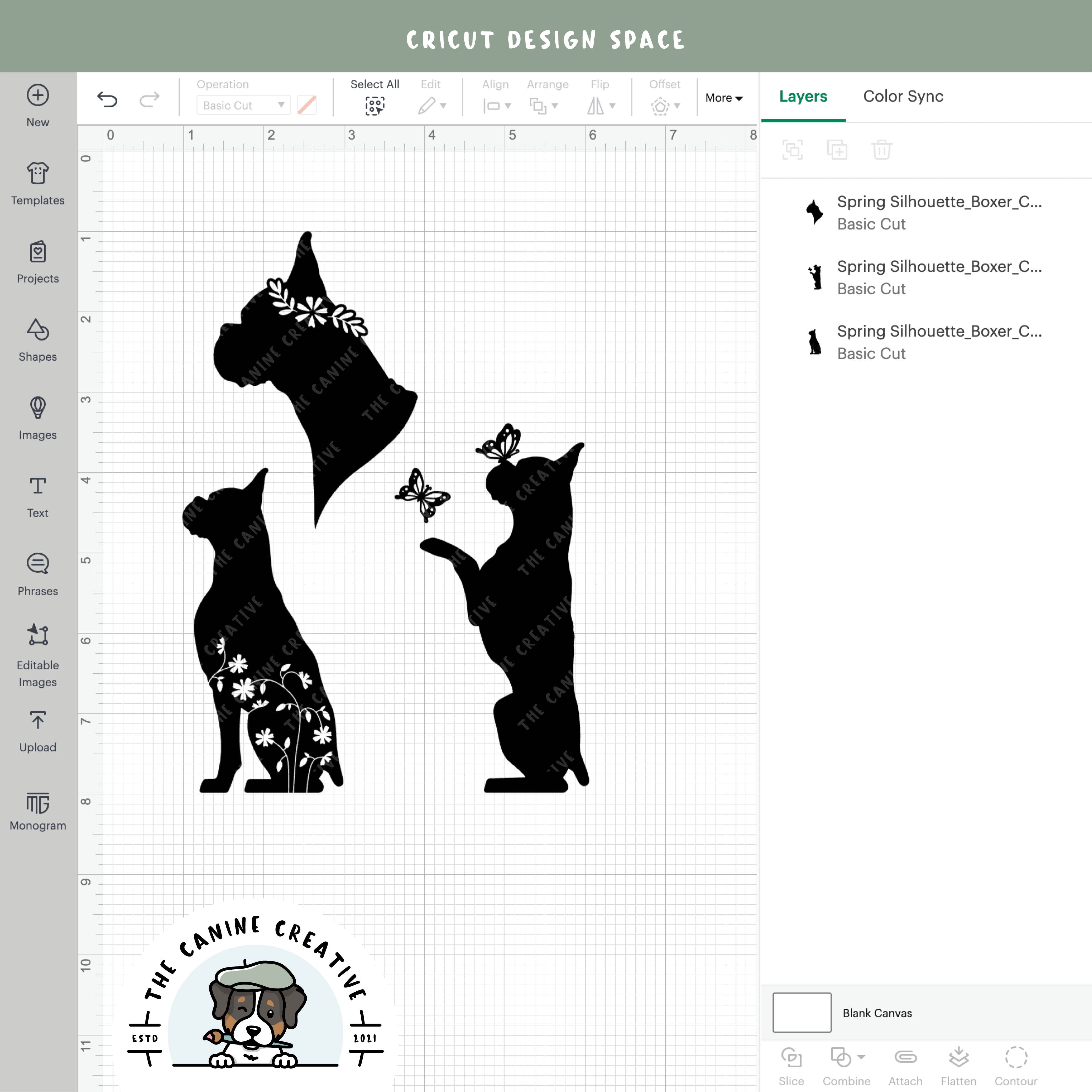 Screenshot showing designs inside Cricut Design Space.