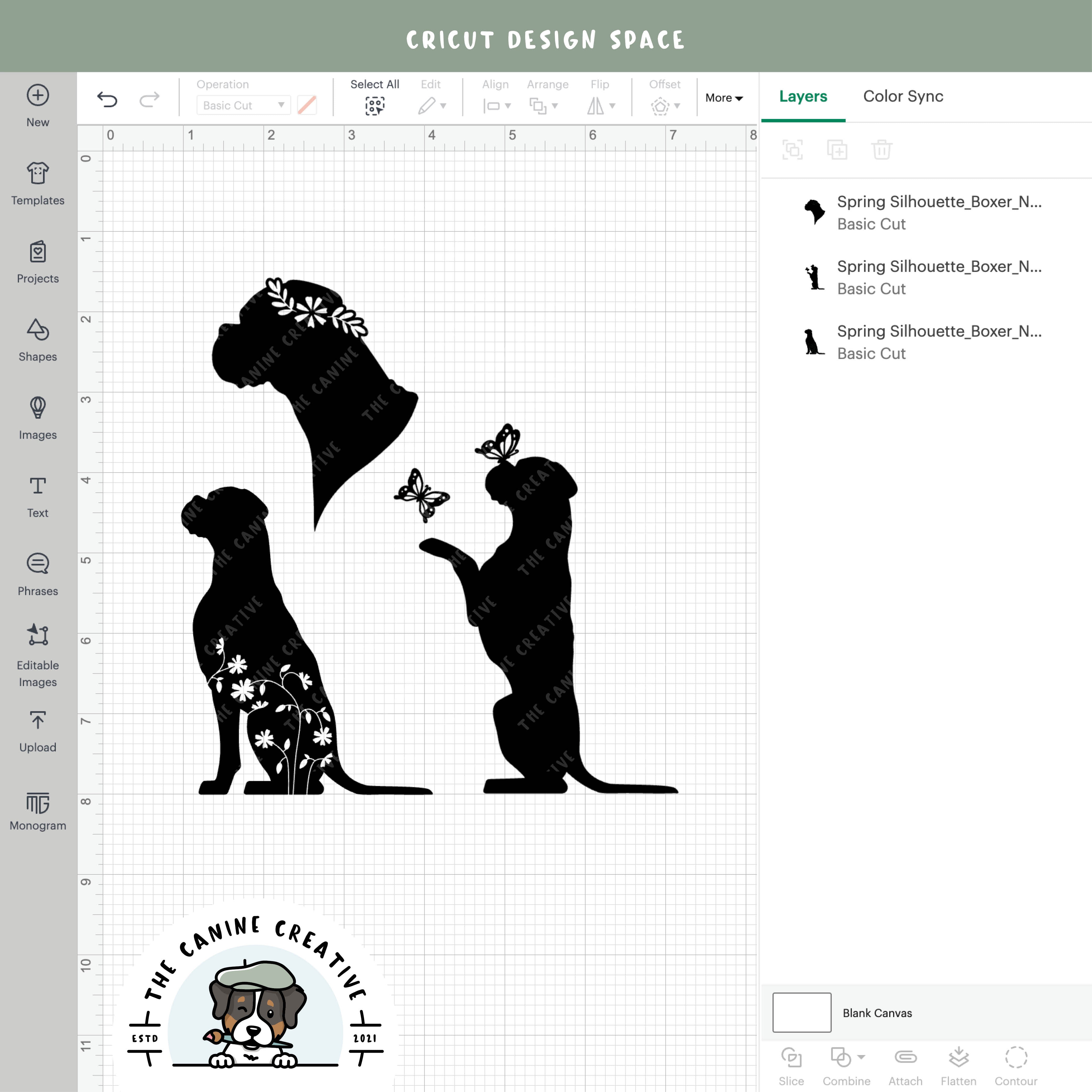 Screenshot showing designs inside Cricut Design Space.