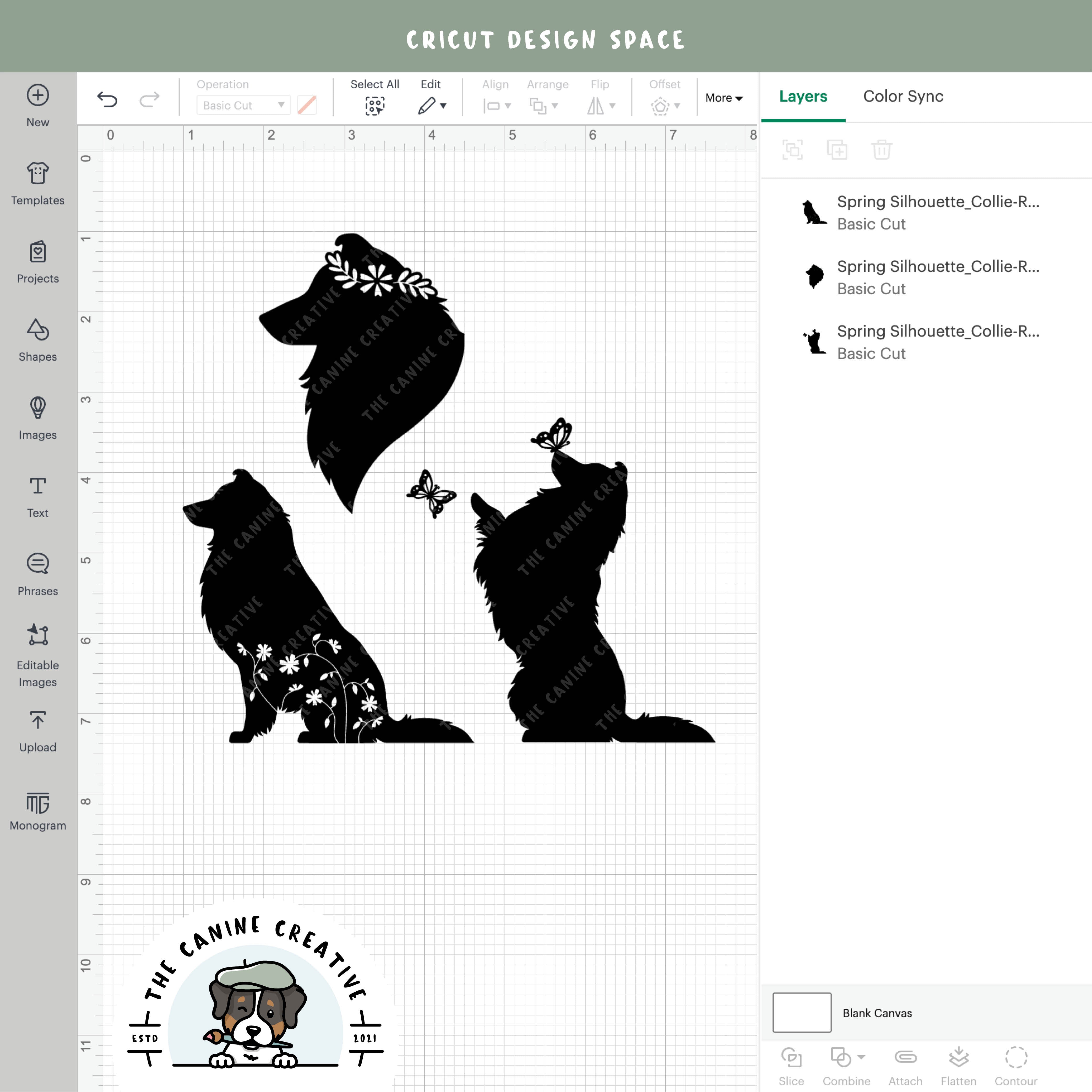 Screenshot showing designs inside Cricut Design Space.