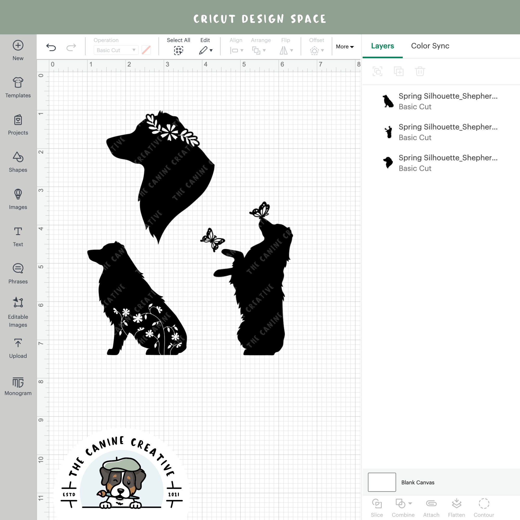 Screenshot showing designs inside Cricut Design Space.