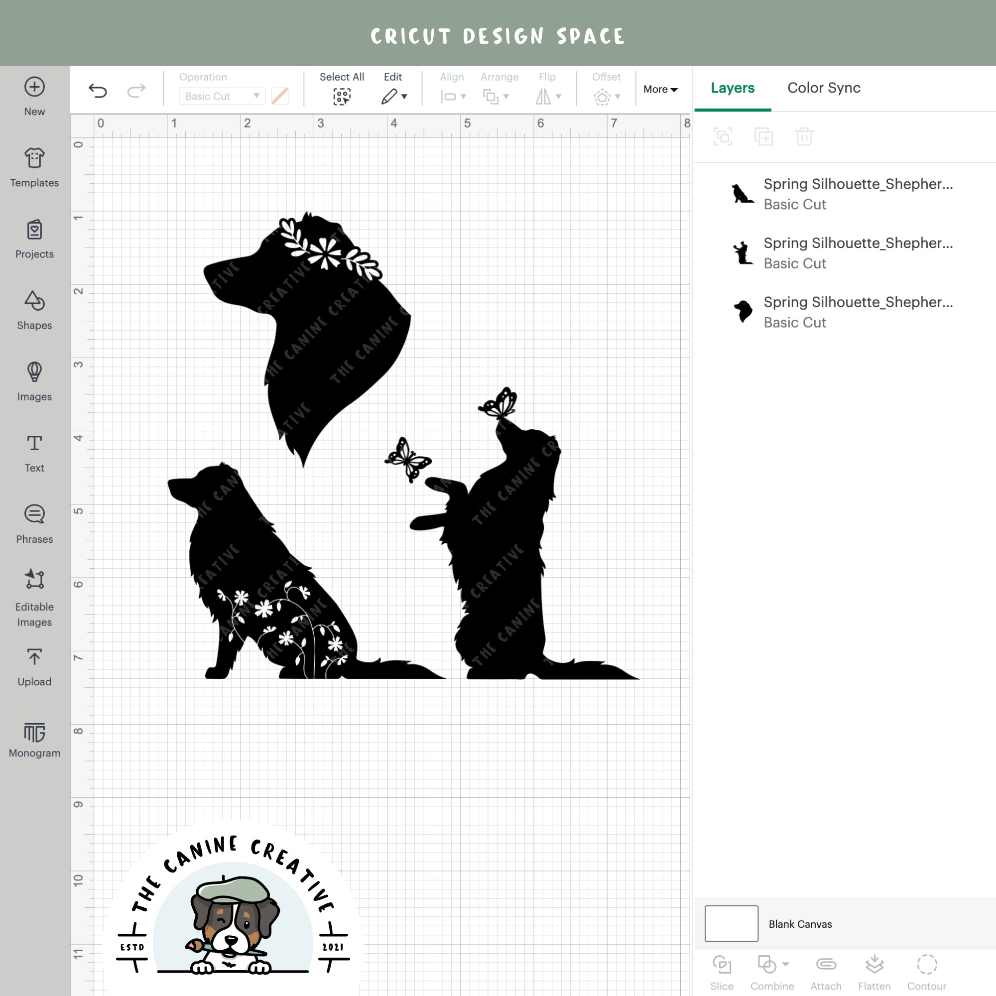 Screenshot showing designs inside Cricut Design Space.