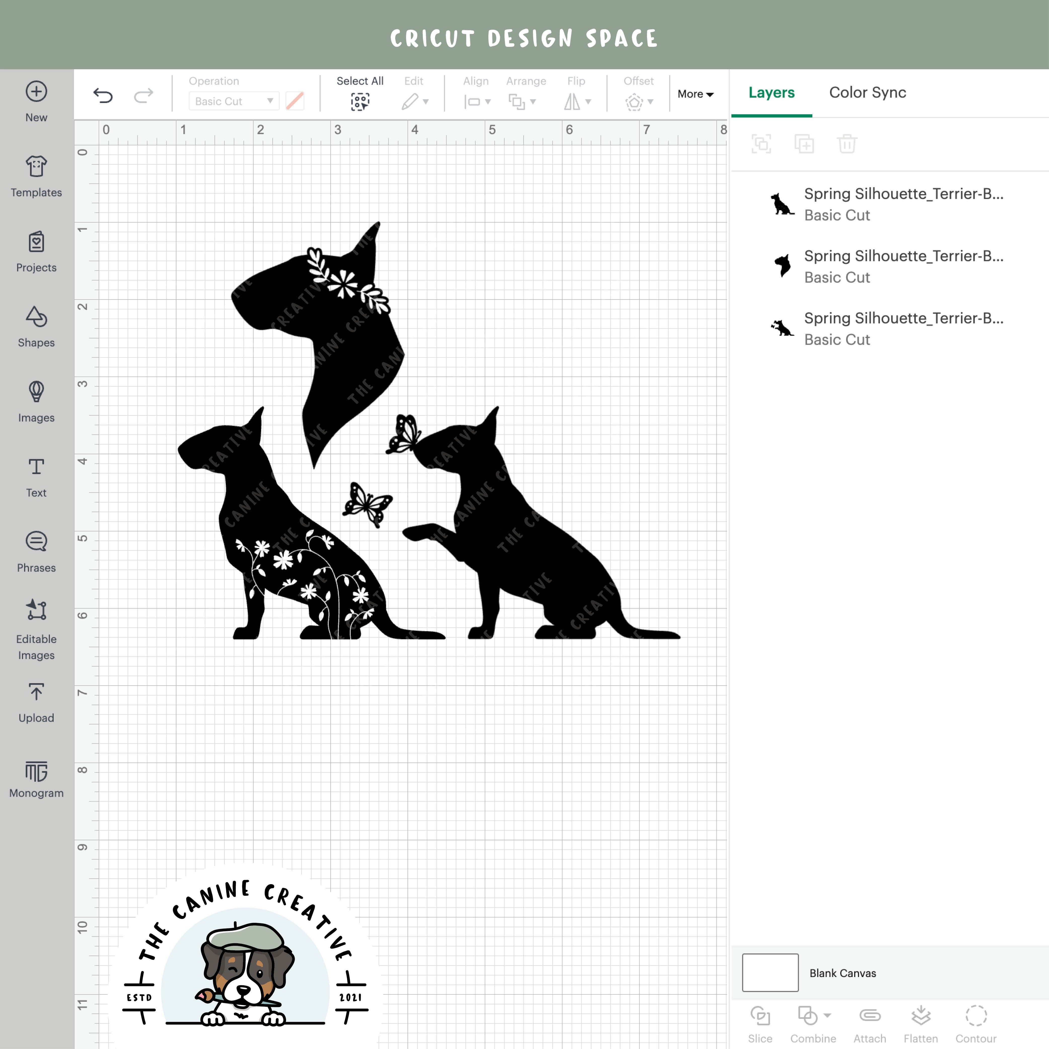 Screenshot showing designs inside Cricut Design Space.