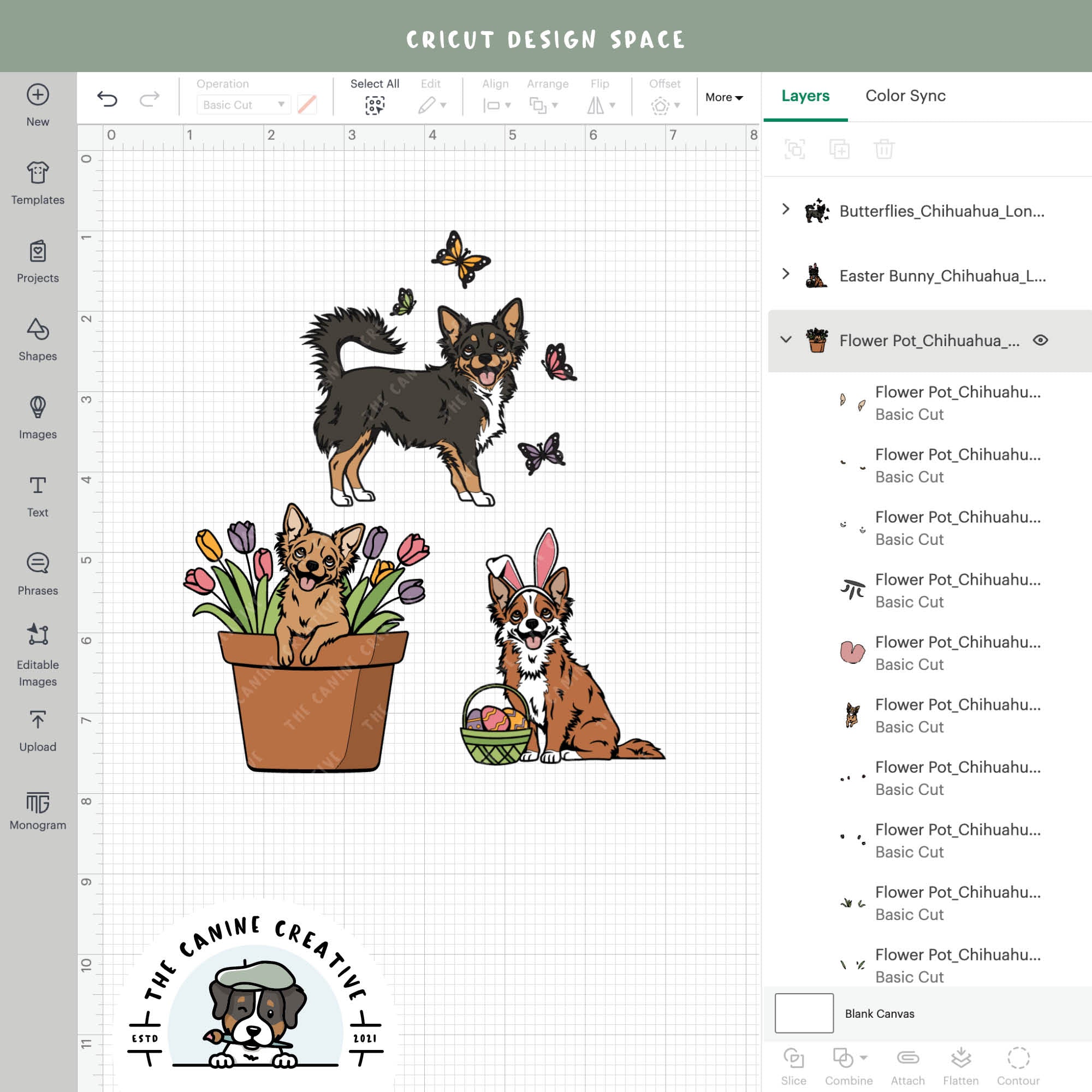 Screenshot showing design layers inside Cricut Design Space.