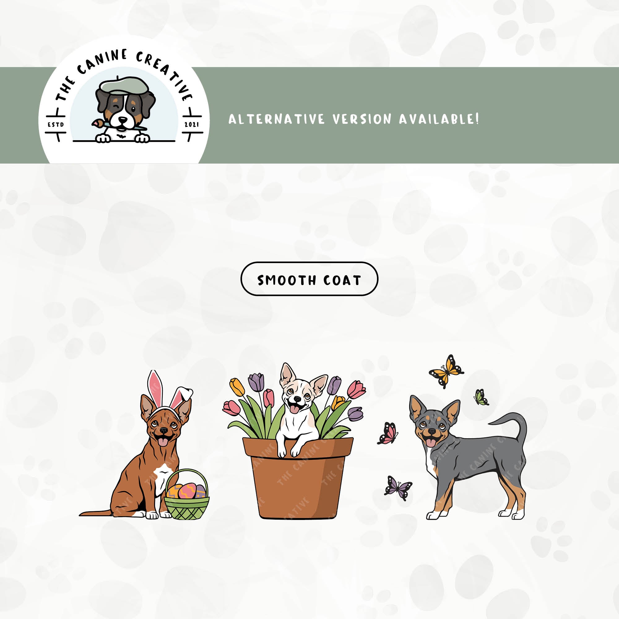 A smooth coat version is also available for this Chihuahua design bundle.