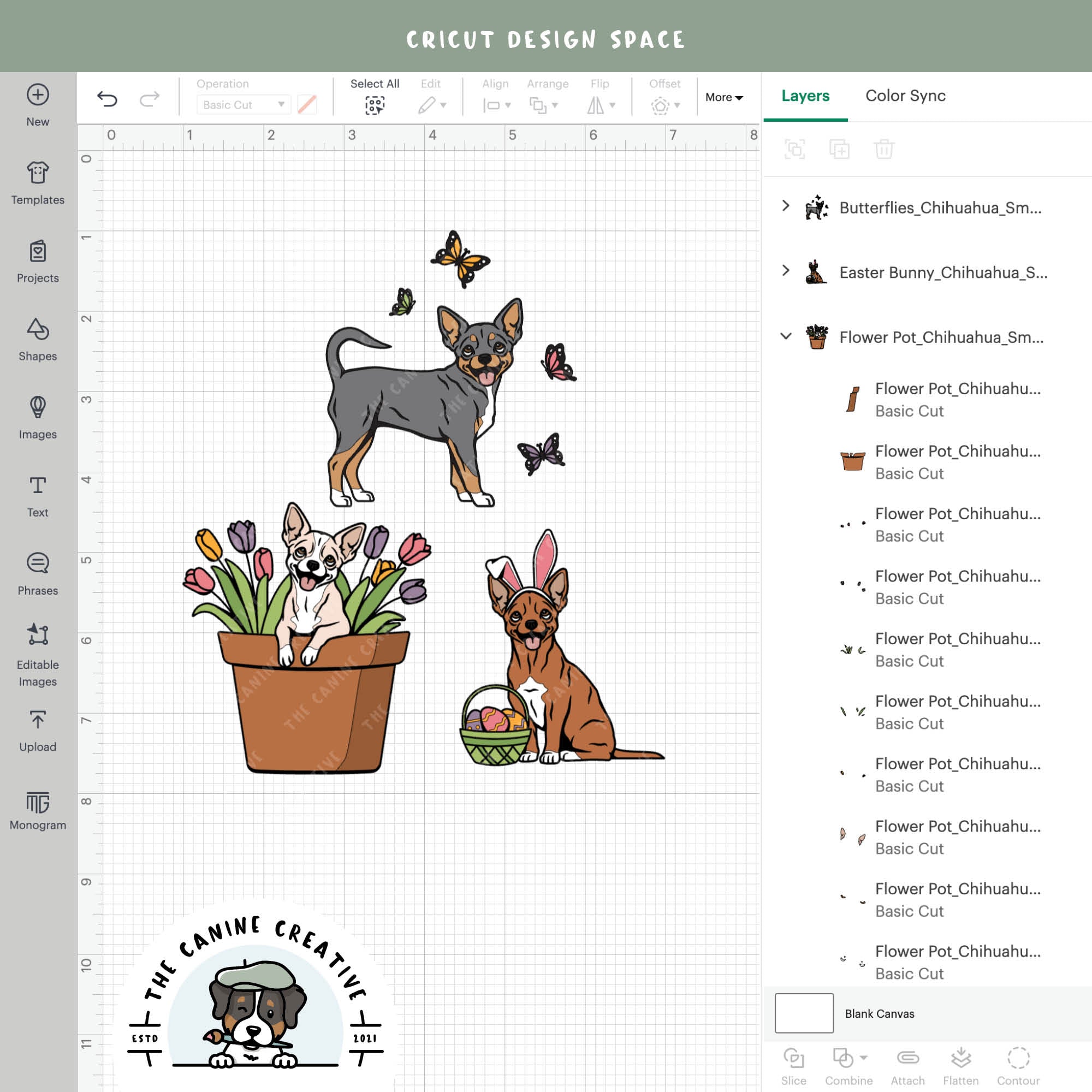 Screenshot showing design layers inside Cricut Design Space.
