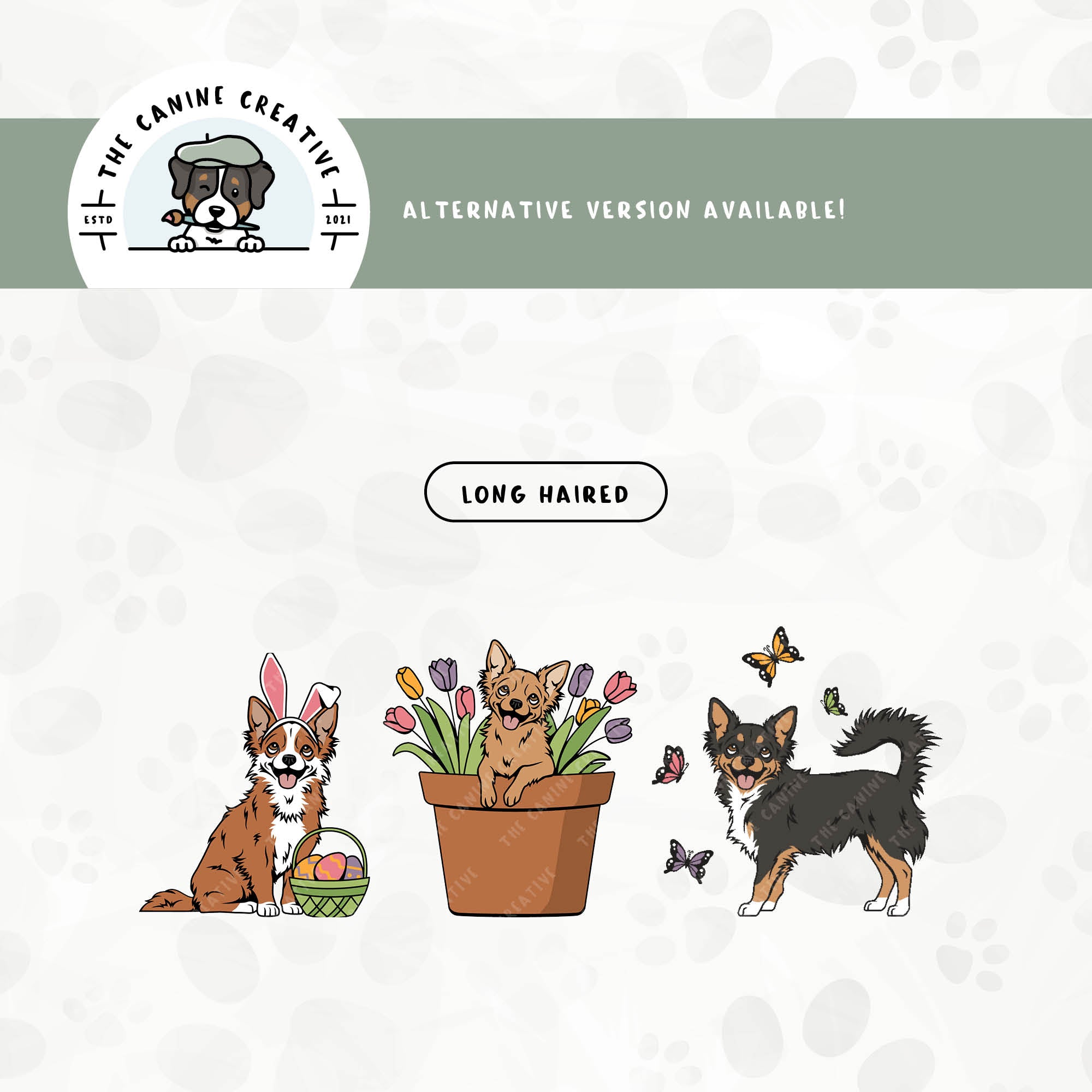 A long haired version is also available for this Chihuahua design bundle.