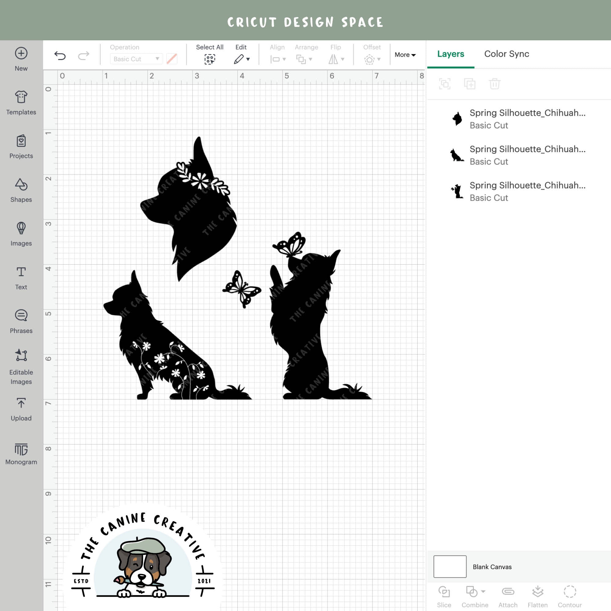 Screenshot showing designs inside Cricut Design Space.