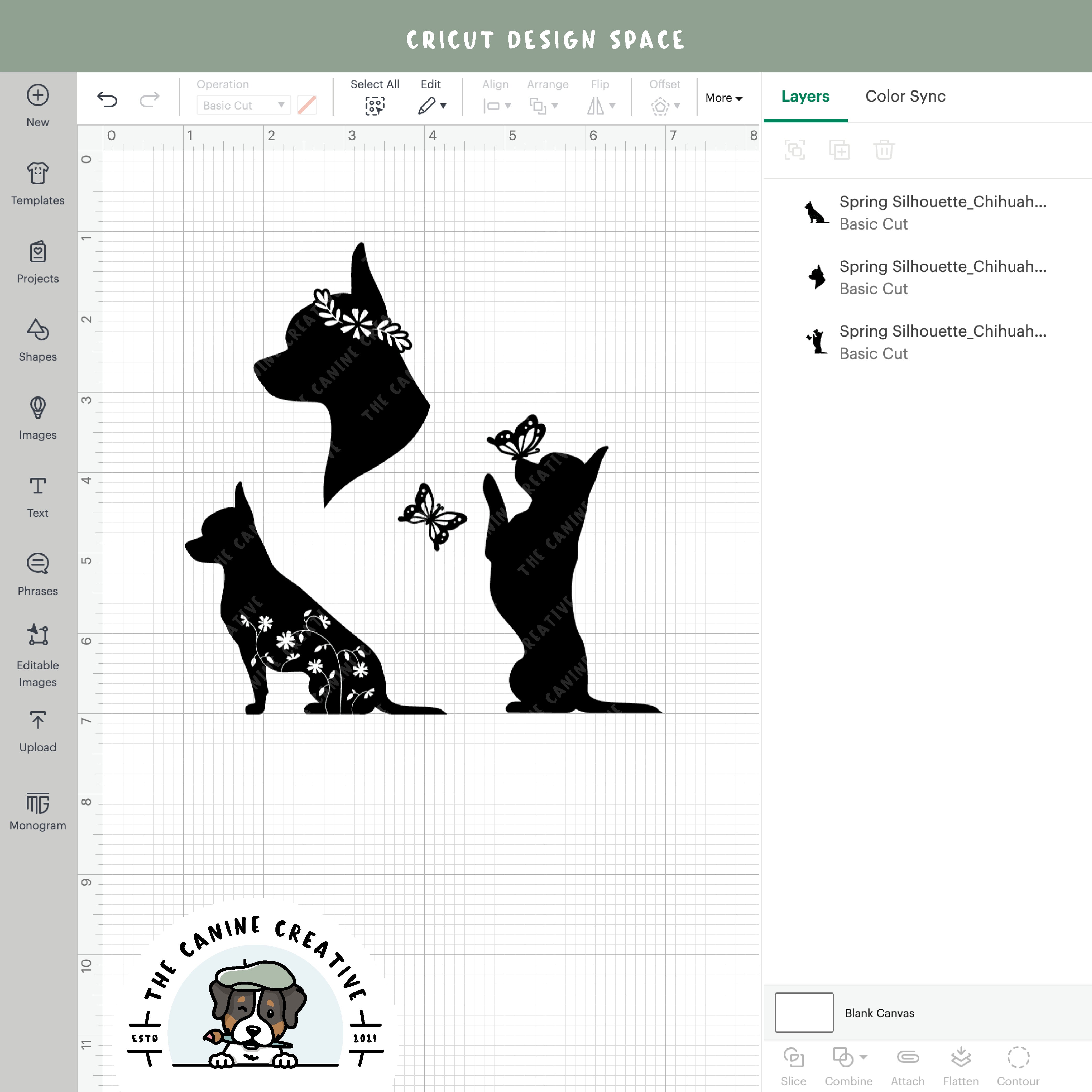 Screenshot showing designs inside Cricut Design Space.