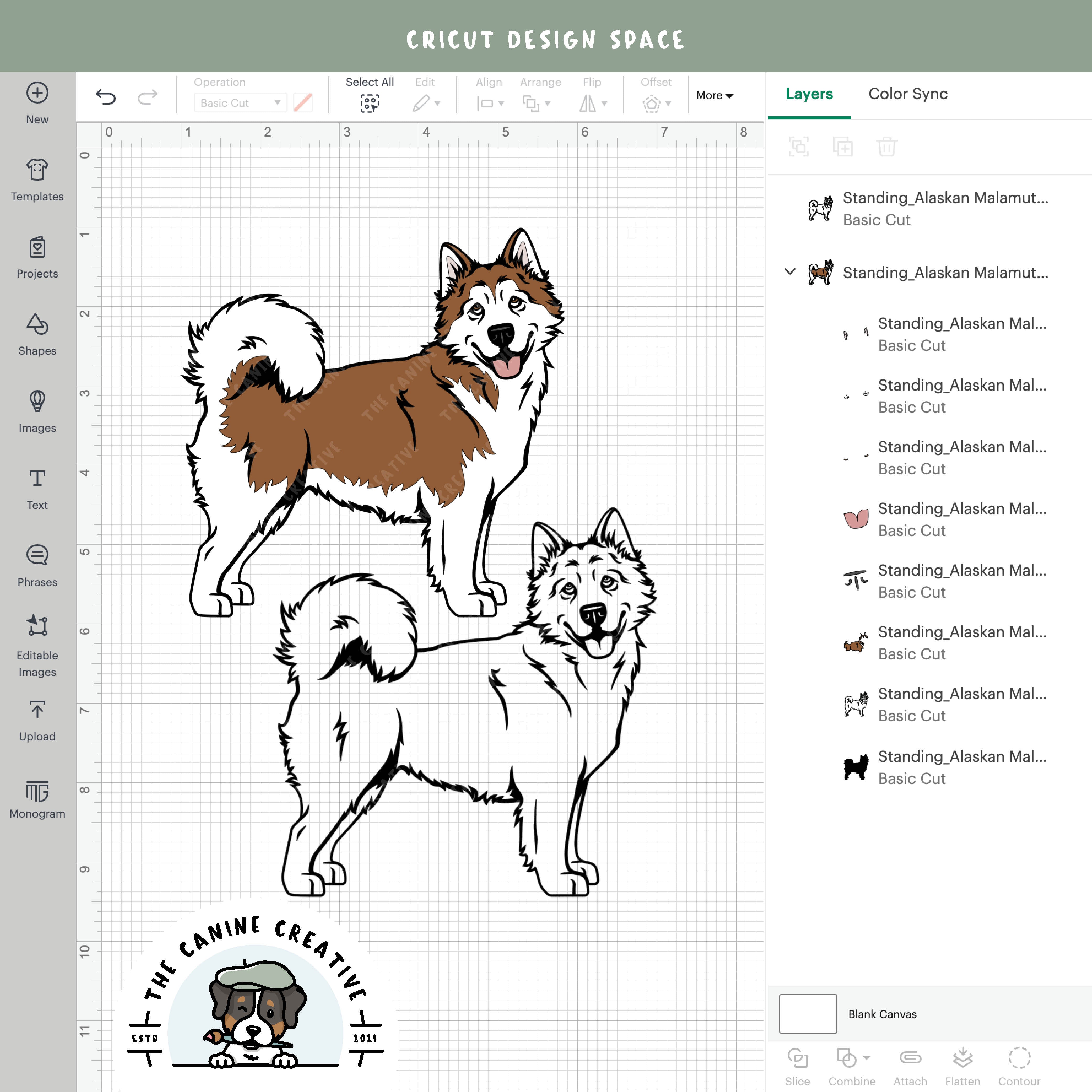 Screenshot showing design layers inside Cricut Design Space.