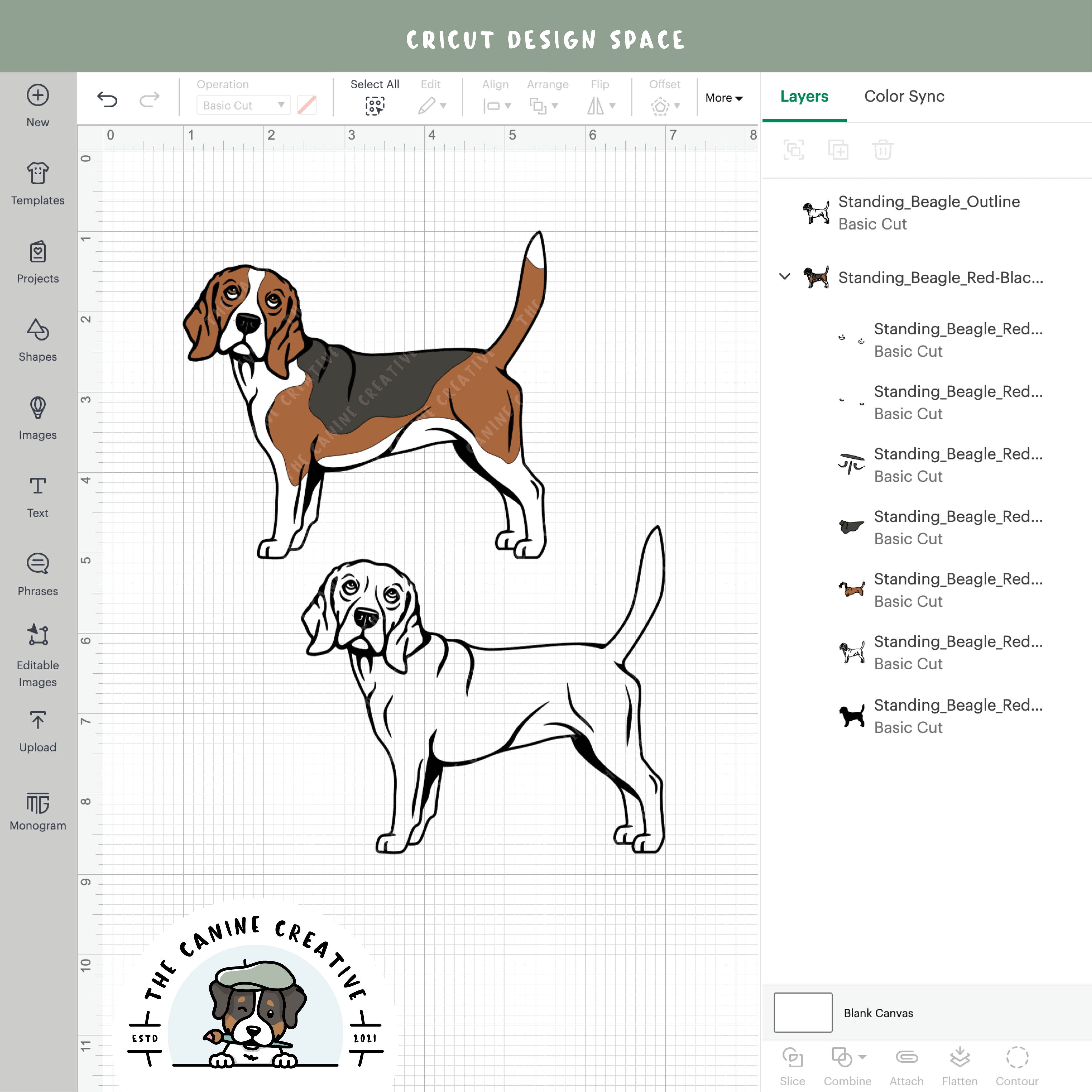 Screenshot showing design layers inside Cricut Design Space.