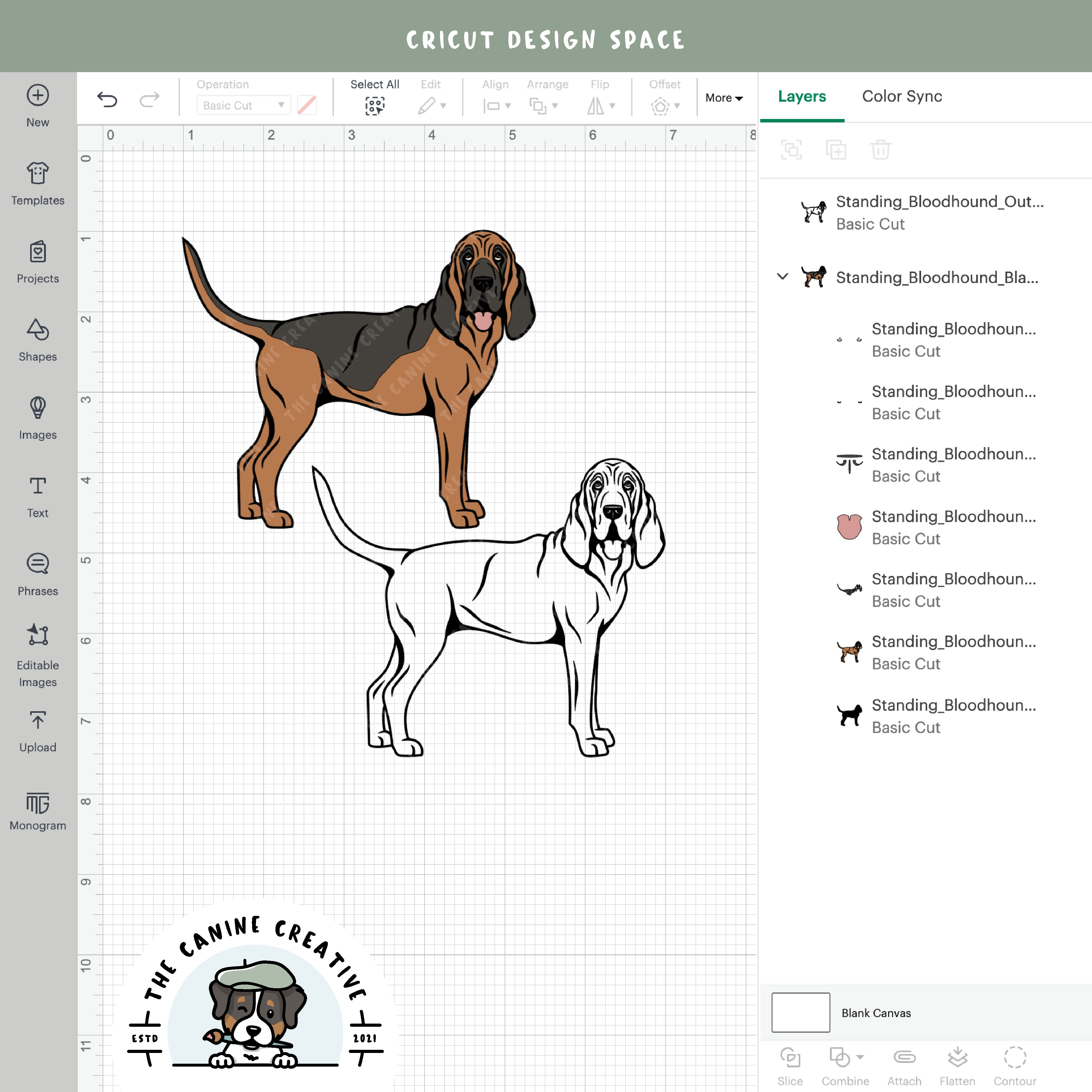 Screenshot showing design layers inside Cricut Design Space.