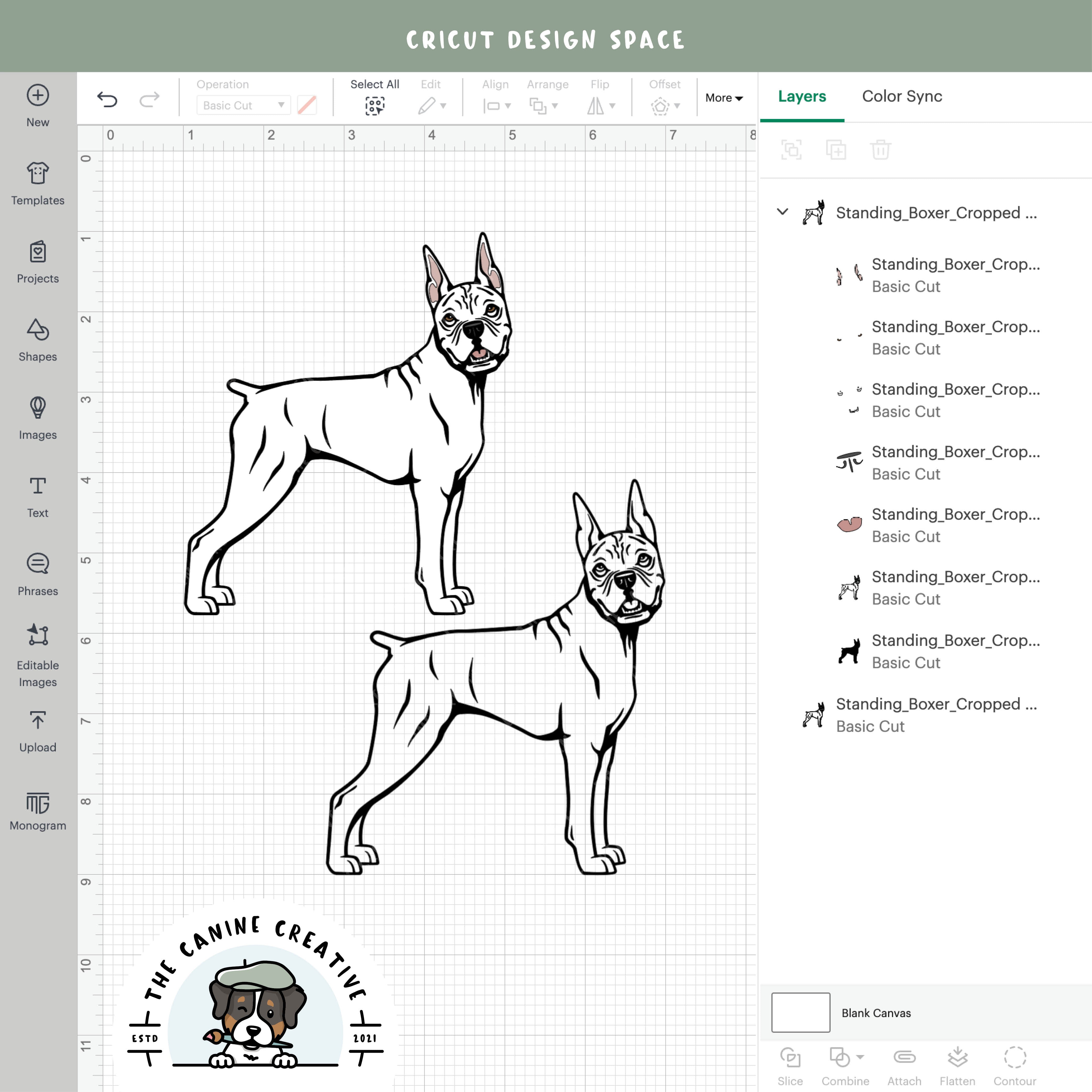 Screenshot showing design layers inside Cricut Design Space.