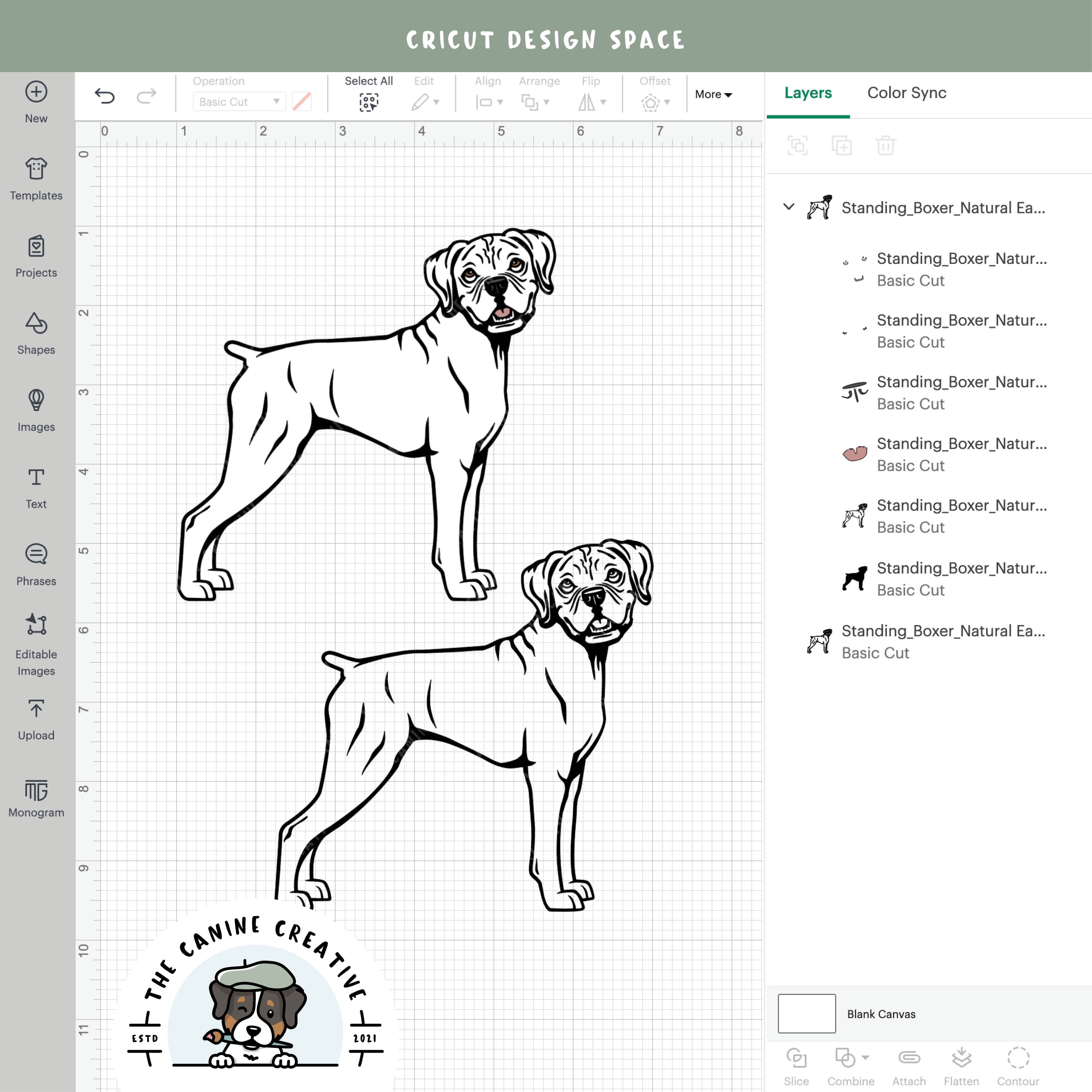 Screenshot showing design layers inside Cricut Design Space.