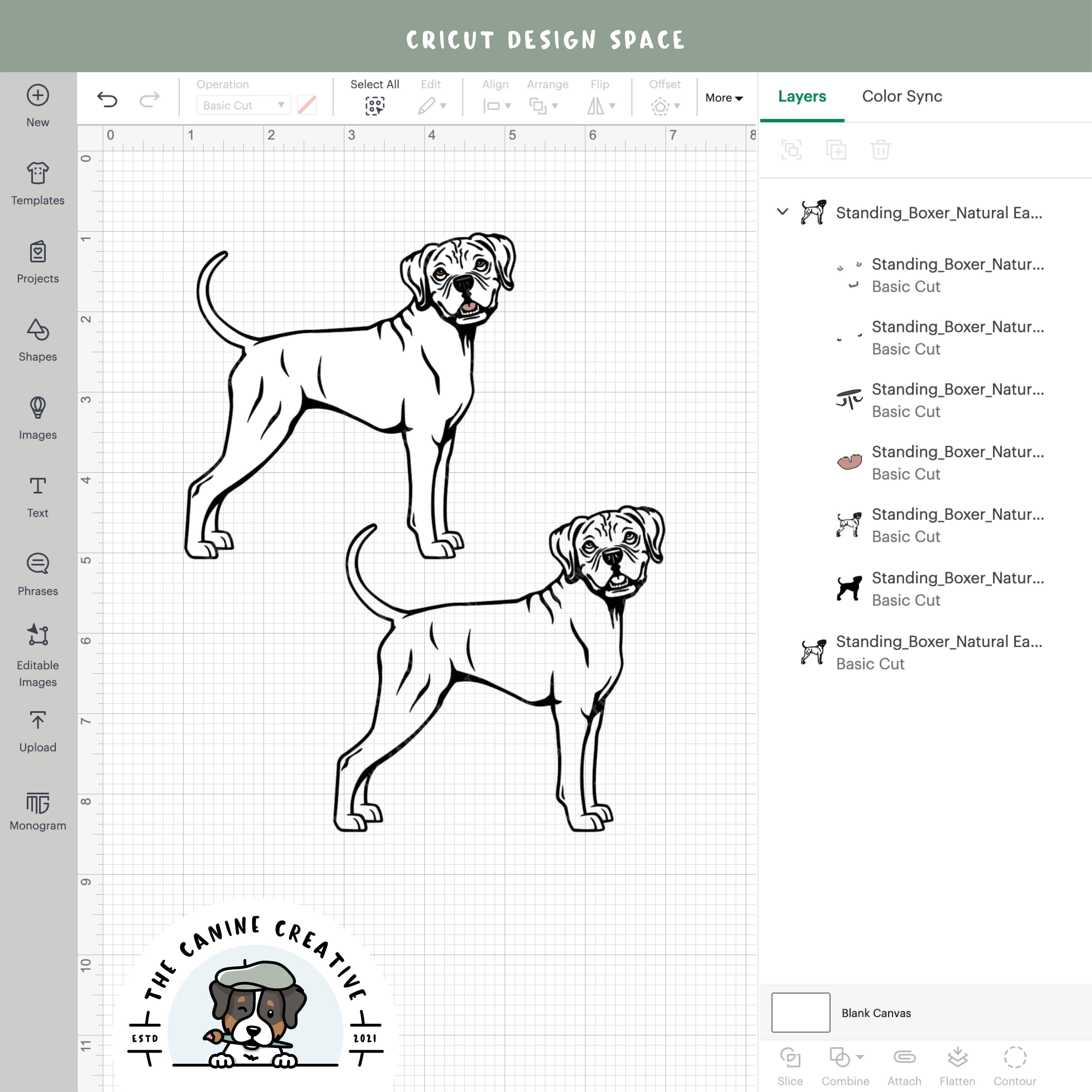 Screenshot showing design layers inside Cricut Design Space.