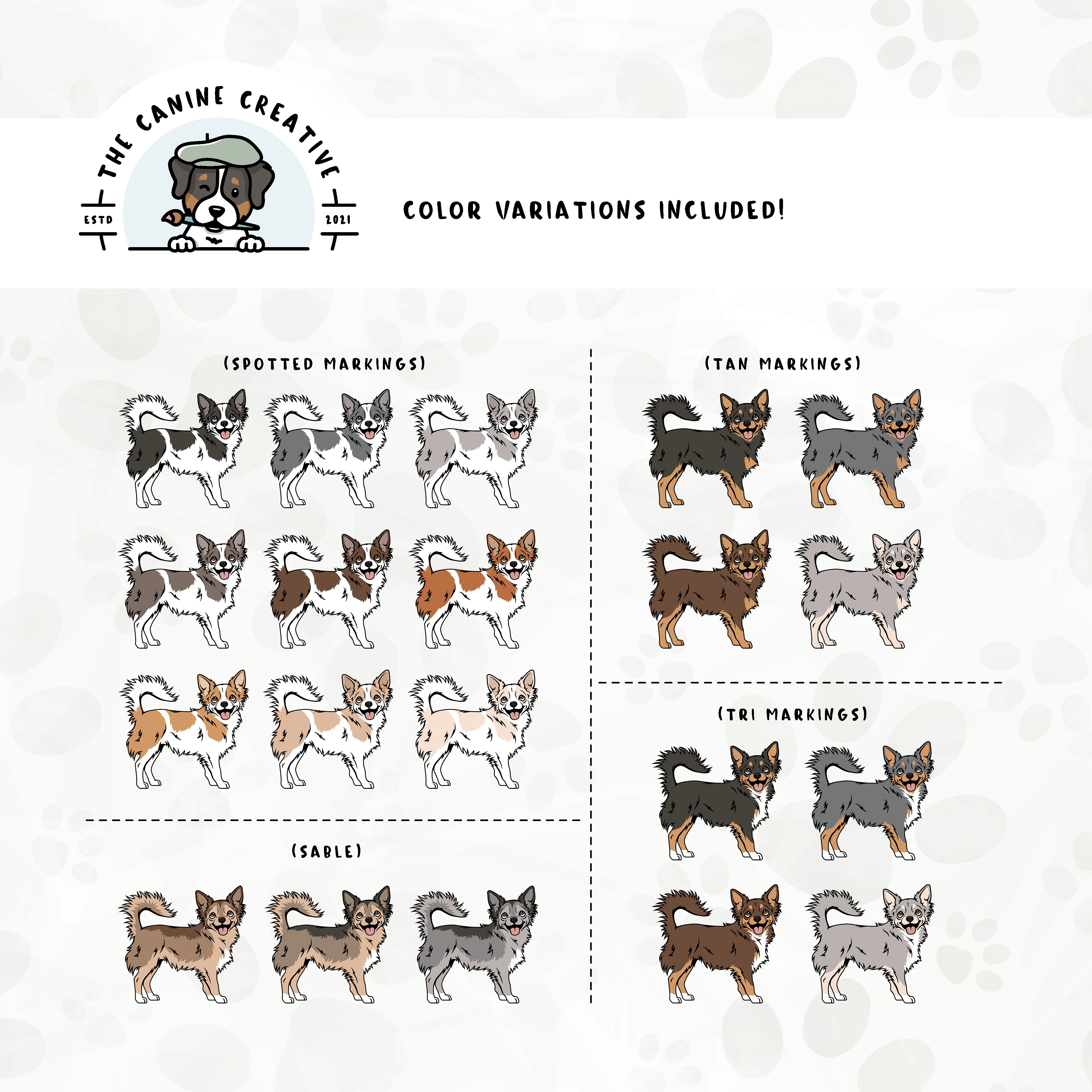 Part 2 of this design set features Chihuahuas with spotted, sable, tan, and tri-color markings.