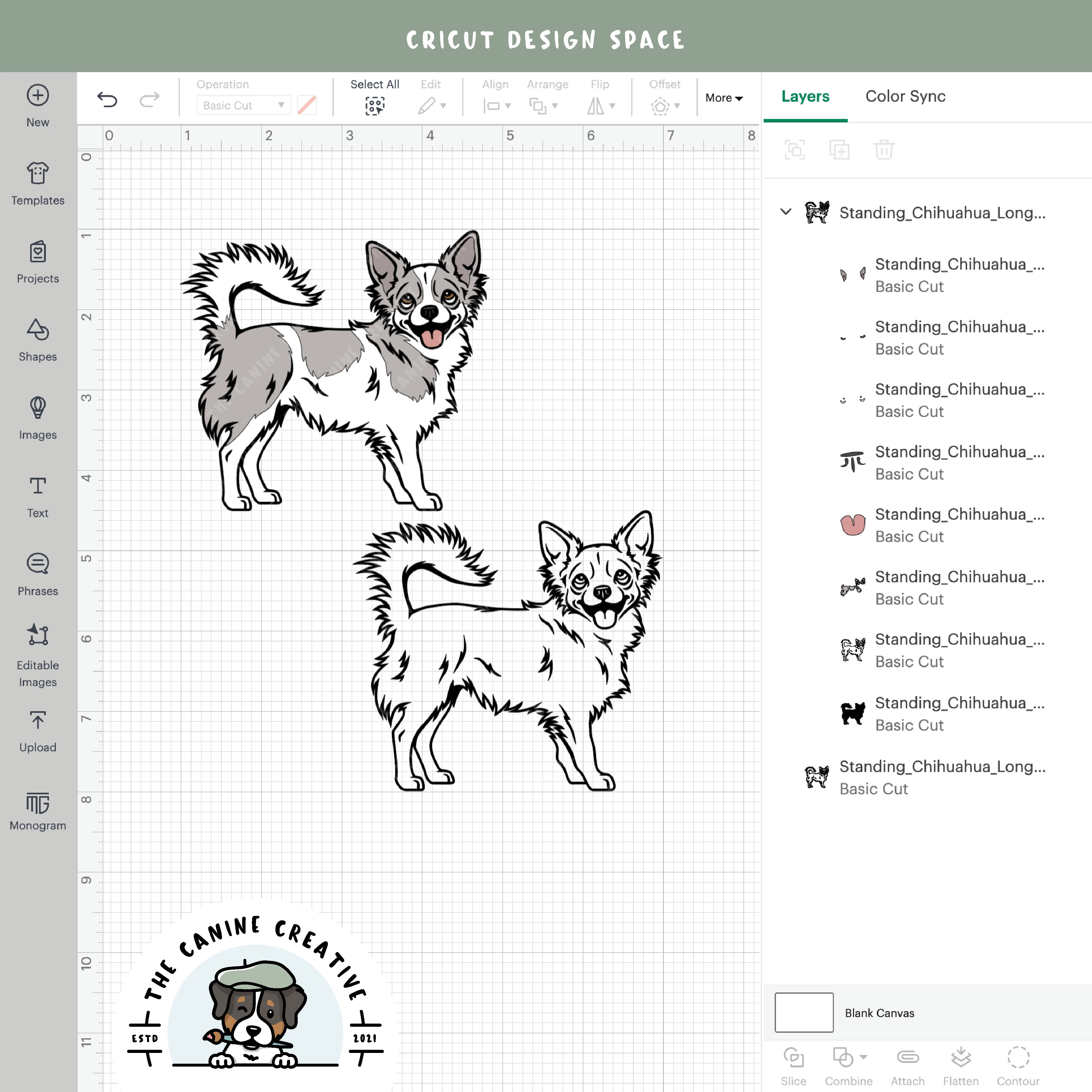 Screenshot showing design layers inside Cricut Design Space.