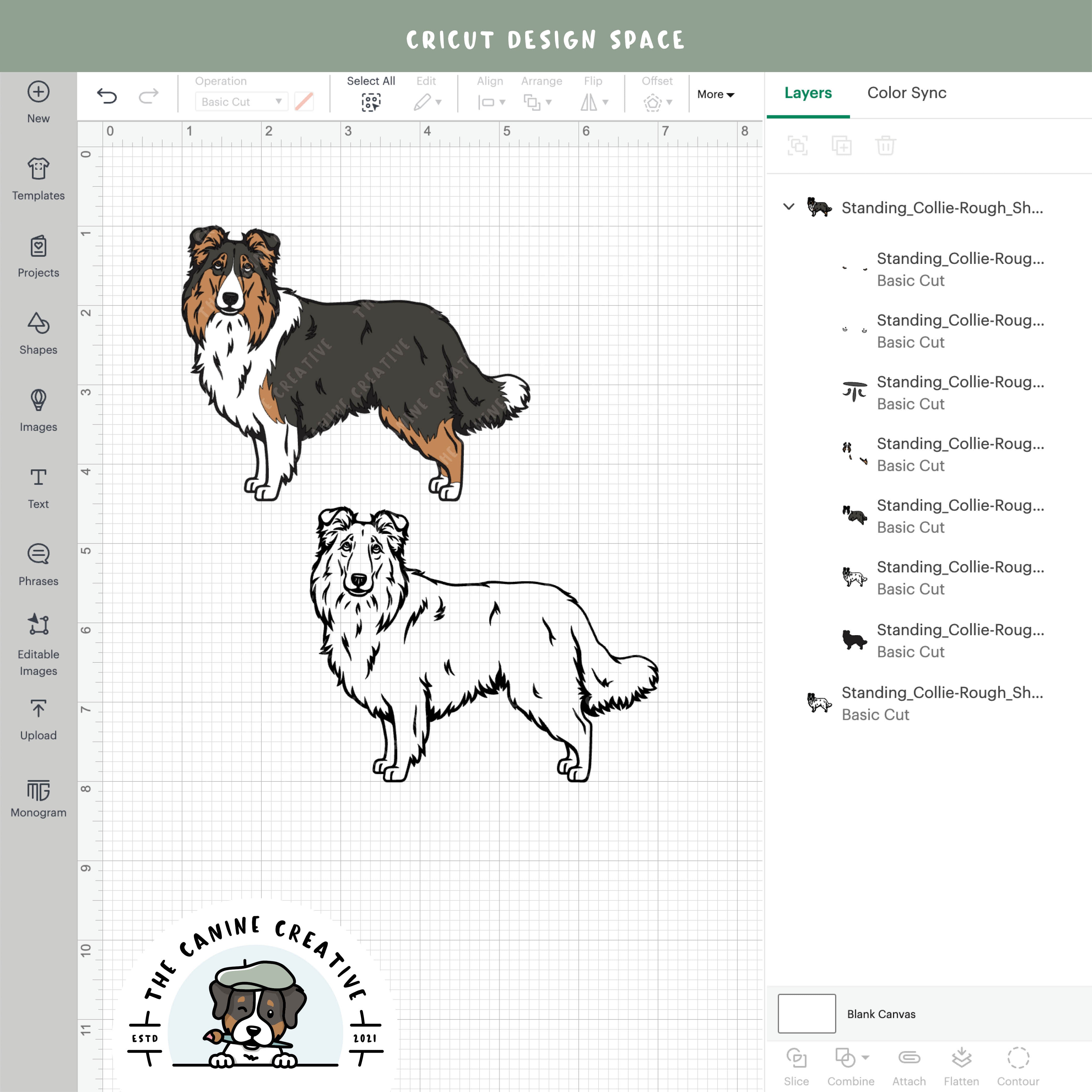 Screenshot showing design layers inside Cricut Design Space.