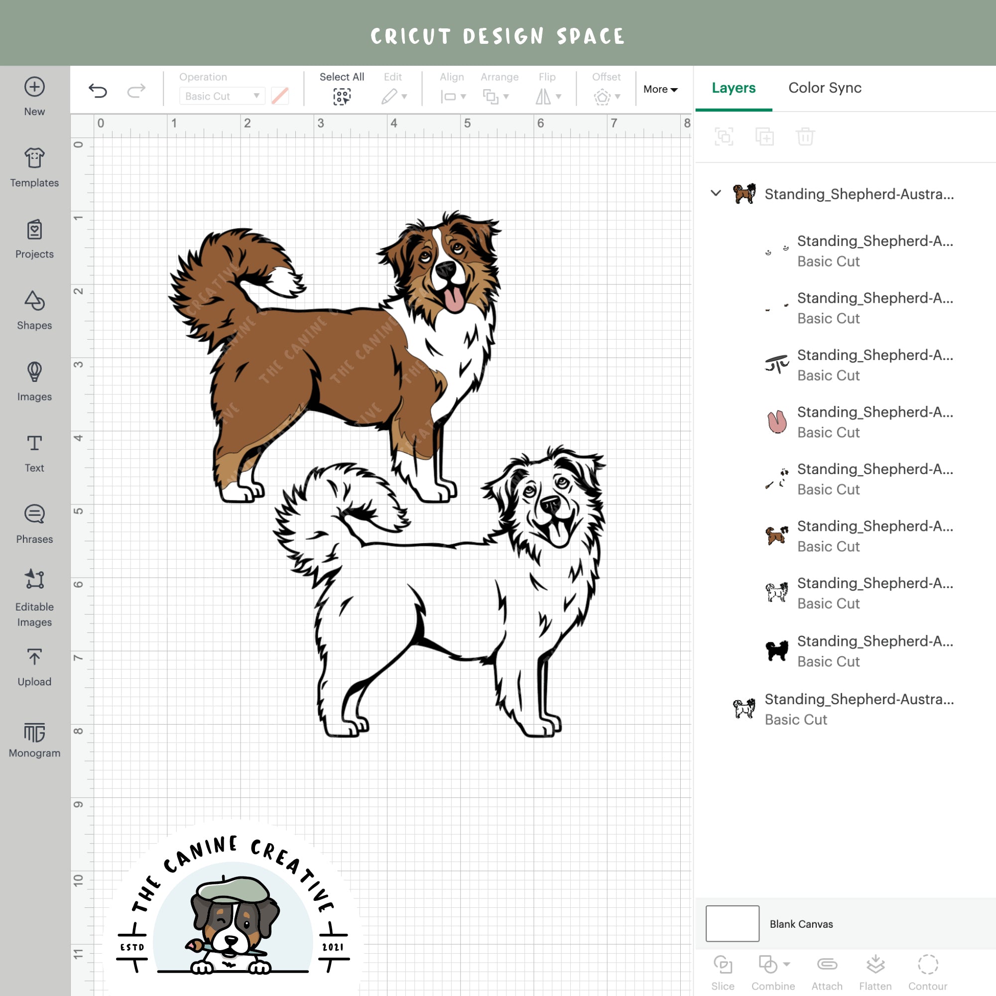 Screenshot showing design layers inside Cricut Design Space.