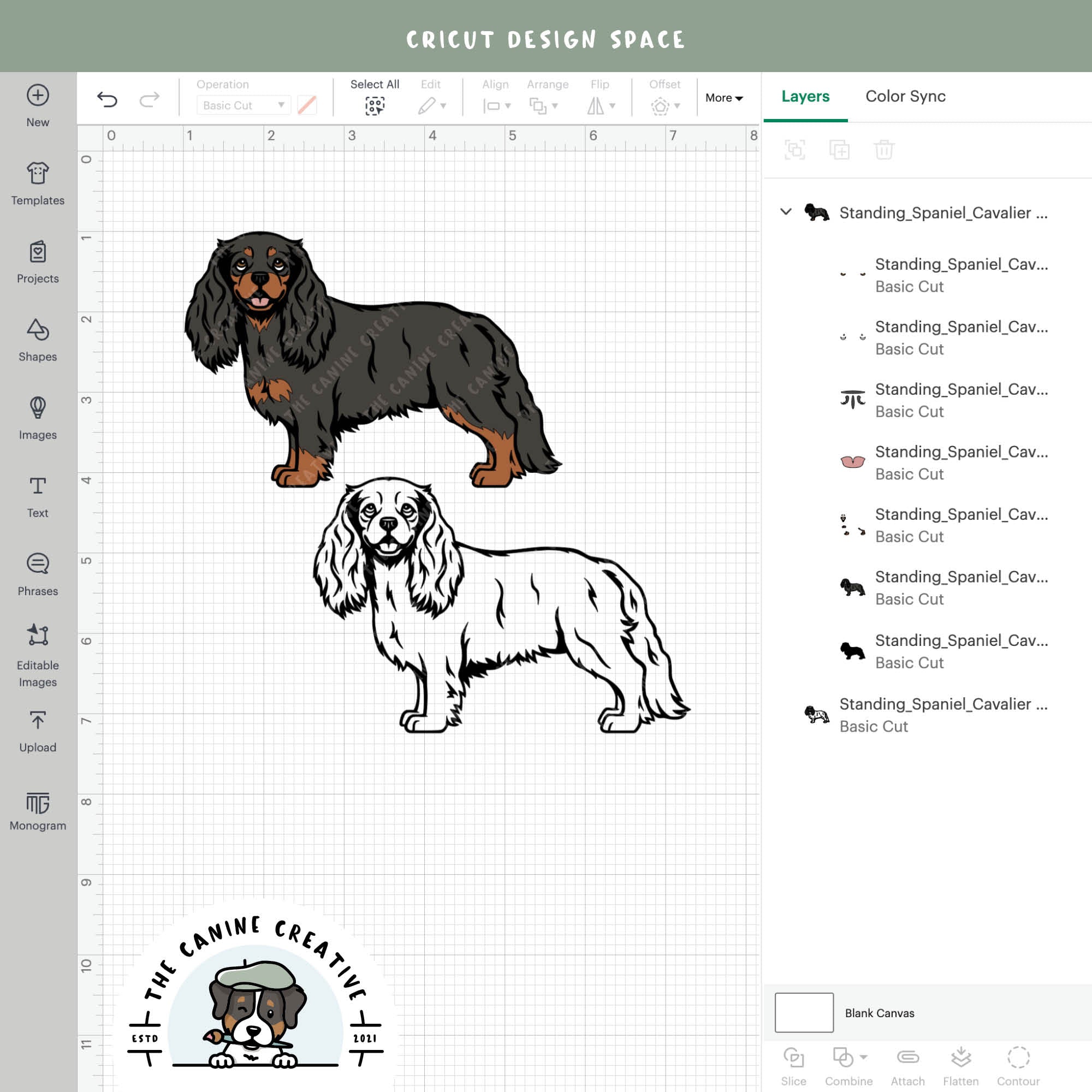 Screenshot showing design layers inside Cricut Design Space.