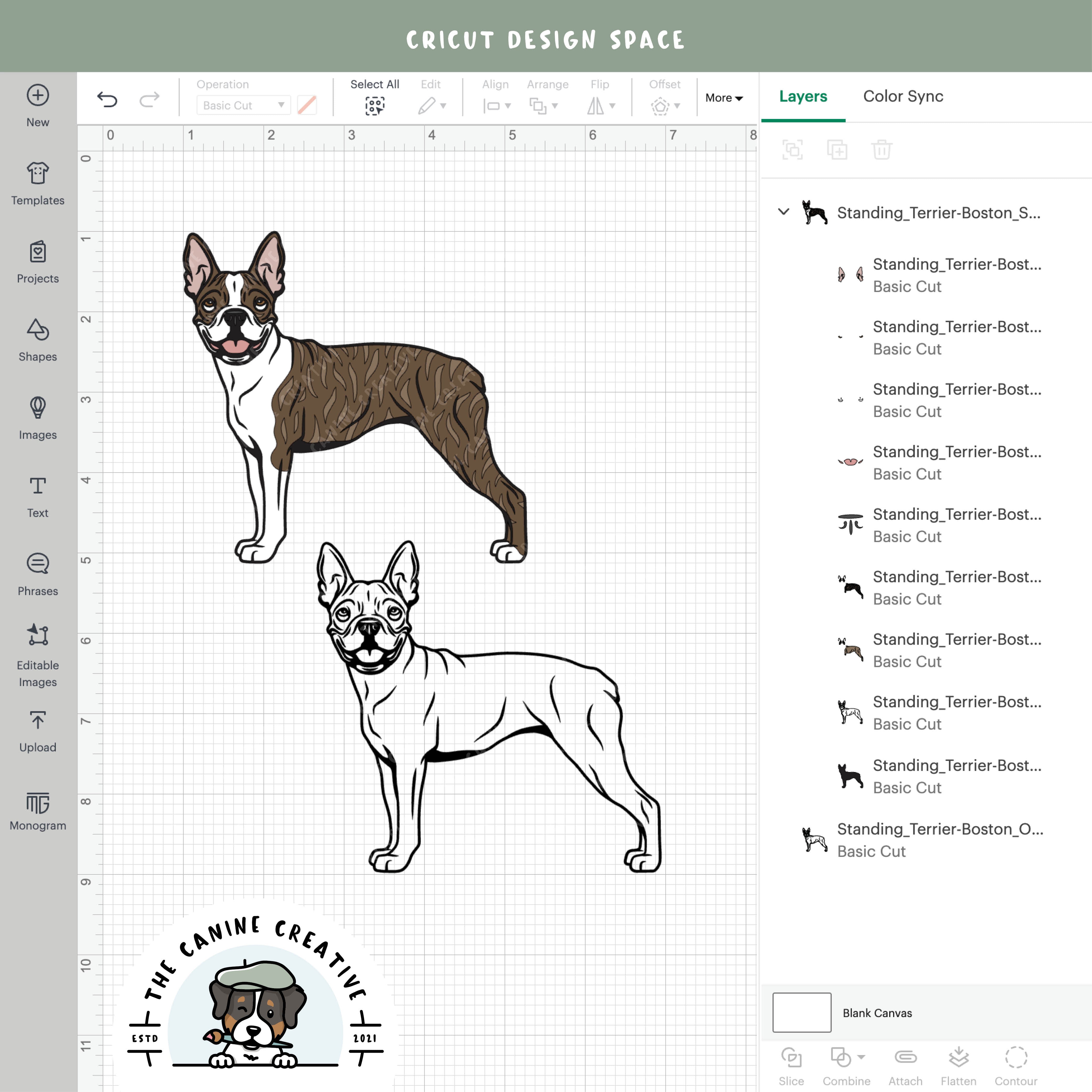 Screenshot showing design layers inside Cricut Design Space.
