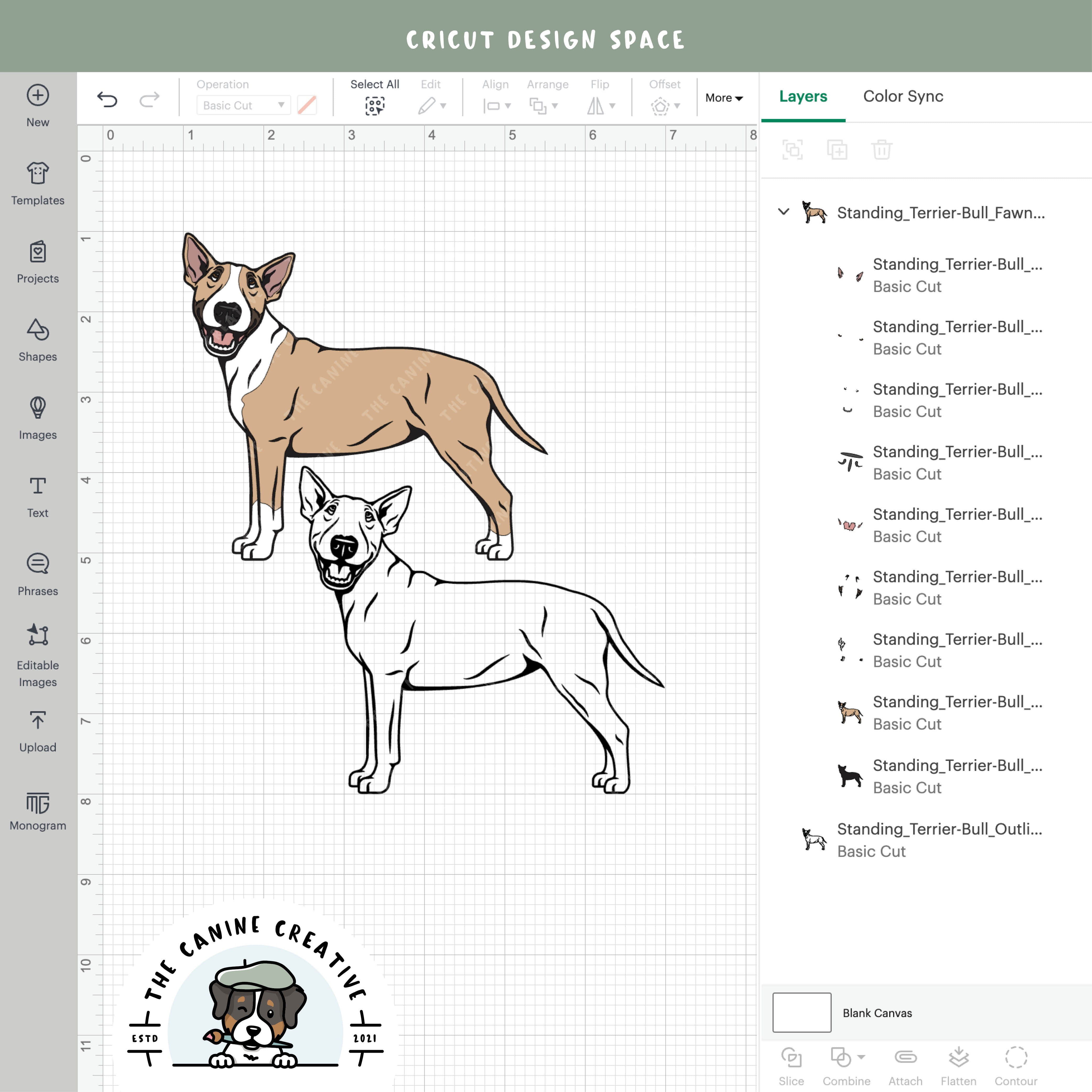 Screenshot showing design layers inside Cricut Design Space.